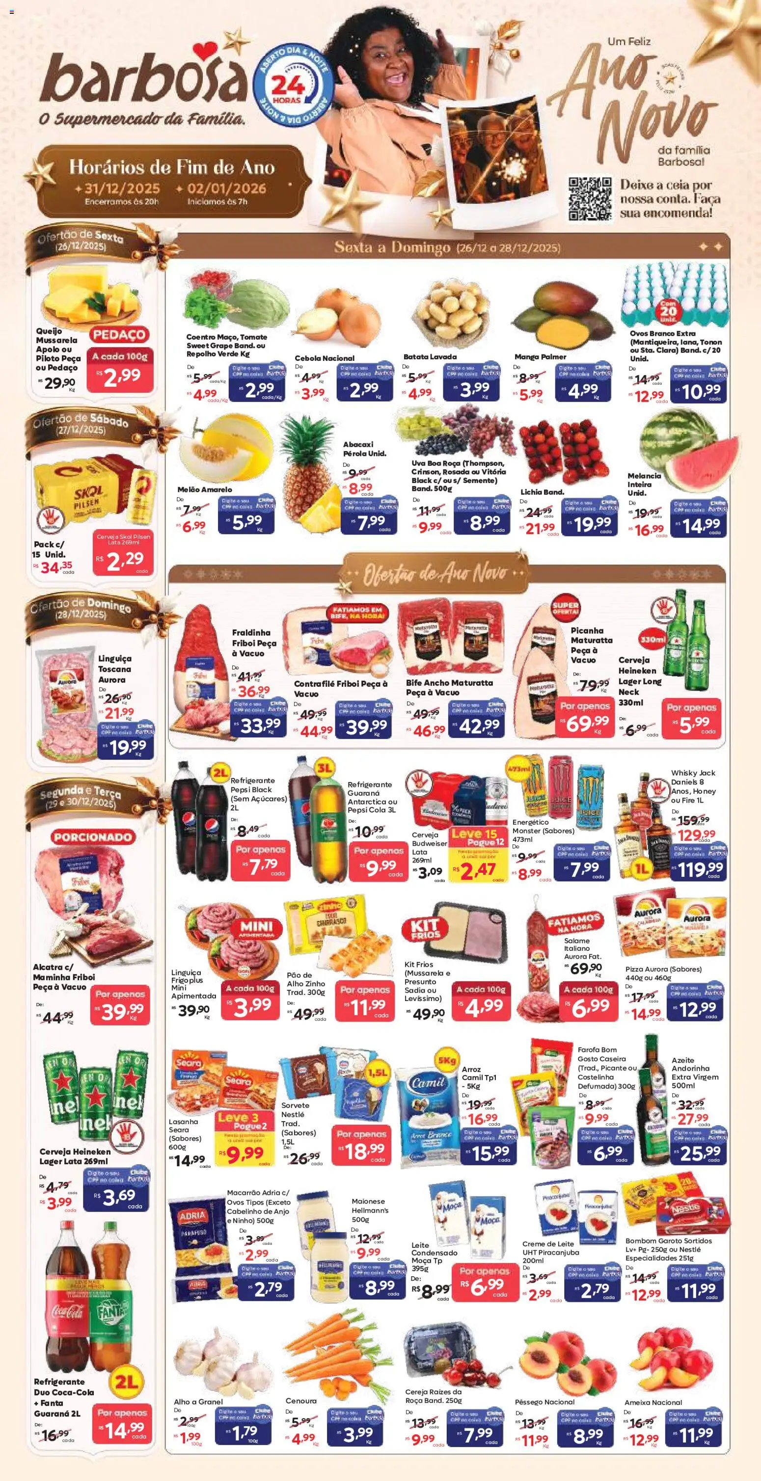 Barbosa Supermercados Folheto - válido de 26.12.2025 | Página: 1 | Produtos: Presunto, Arroz, Batata, Farofa