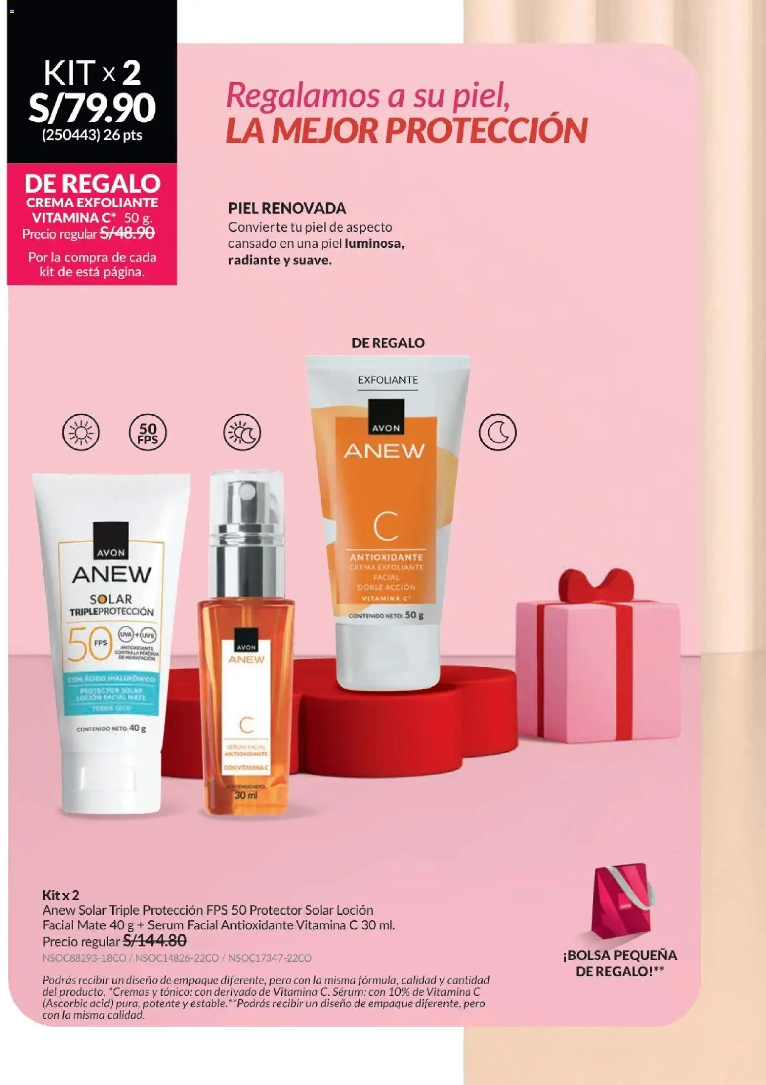 Catálogo Avon válido desde 21.04.2026 | Página: 28 | Productos: Exfoliante, Protector solar, Crema, Empaque