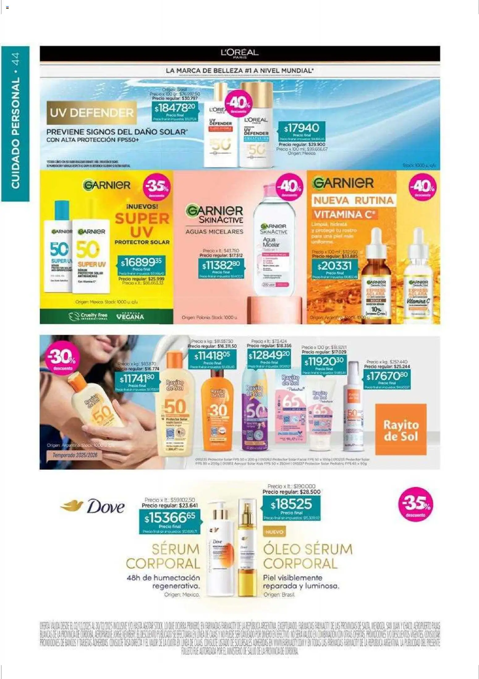 Farmacity catálogo │ válido desde el 02.12.2025 | Página: 44 | Productos: Serum, Protector solar, Huevo