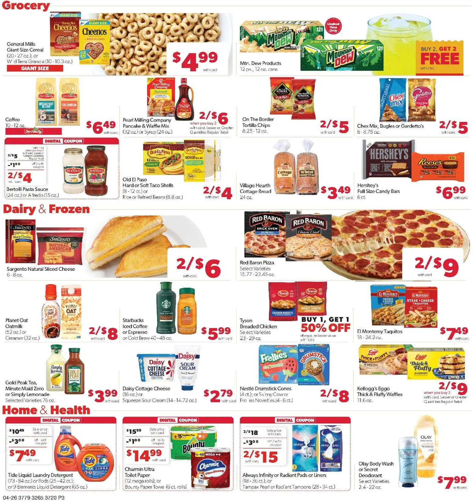 Family Fare Weekly Ad - NE - valid from 26.04.2026 | Page: 3 | Products: Bread, Pasta, Pads, Oven