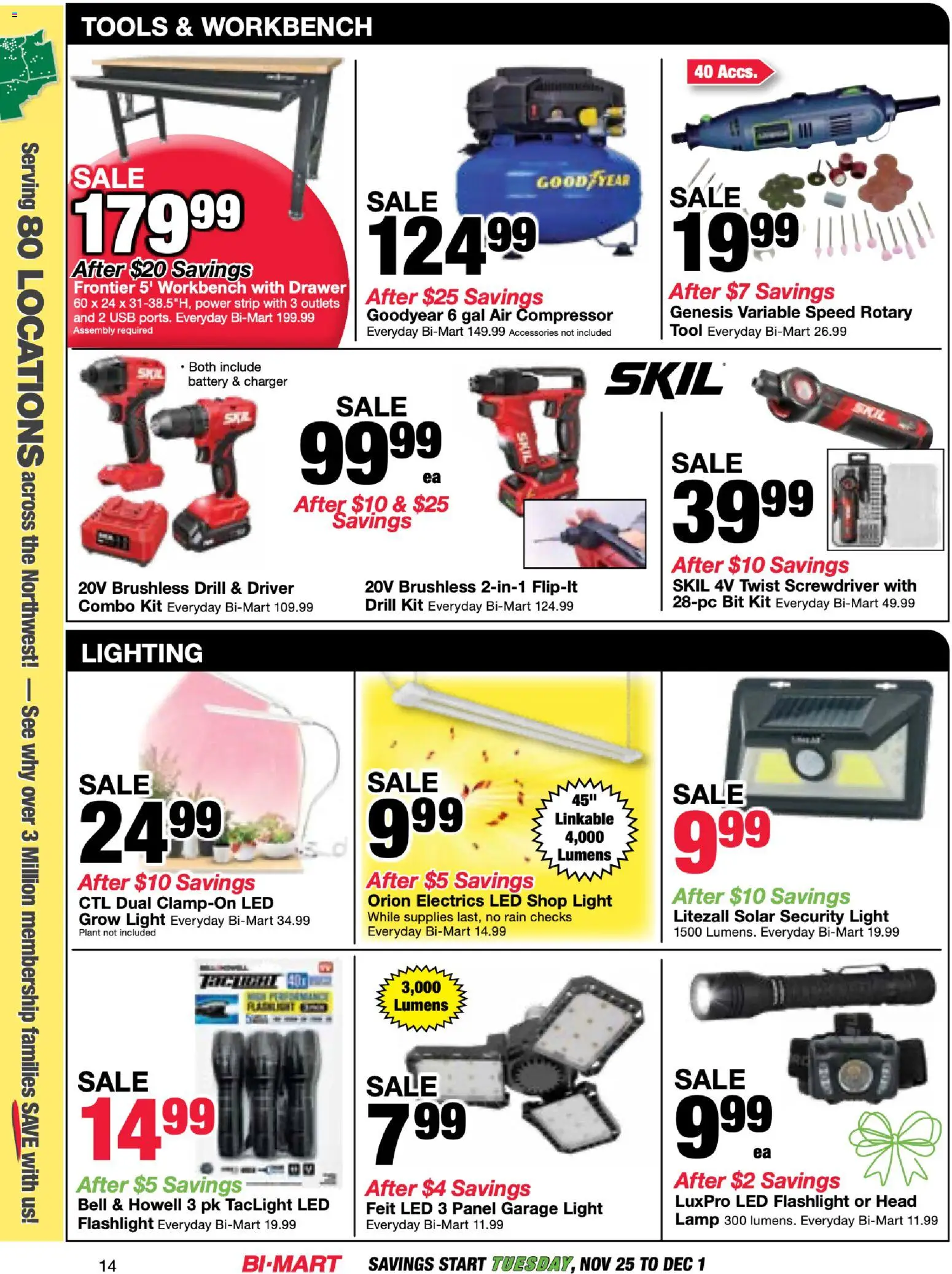 Bi-Mart Black Friday - valid from 25.11.2025 | Page: 14 | Products: Compressor, Screwdriver, Battery, Usb
