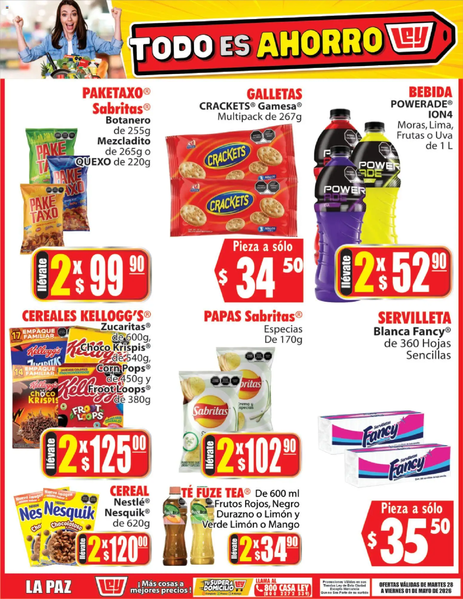 Nuevas ofertas de Casa Ley válidas en toda la República Mexicana desde el 28.04.2026. ¡Encuentra las mejores ofertas en Casa Ley folleto Todo es ahorro! | Página: 3 | Productos: Limón, Mango, Galletas, Té