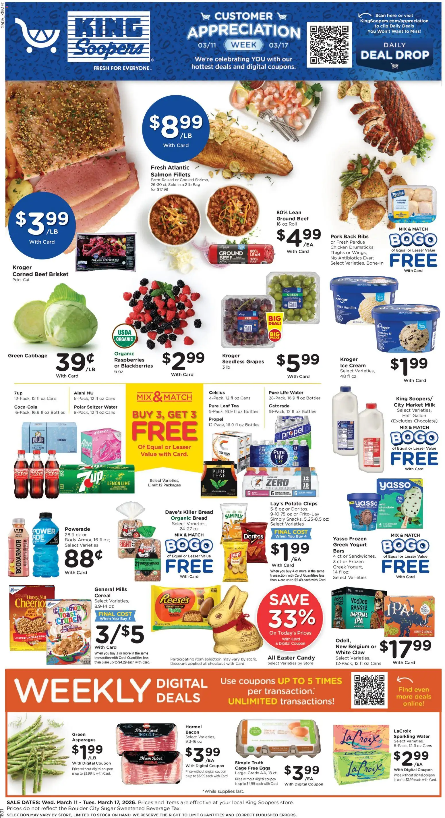 King Soopers Weekly Ad - valid from 11.03.2026 | Page: 1 | Products: Clip, Eggs, Sugar, Lemon