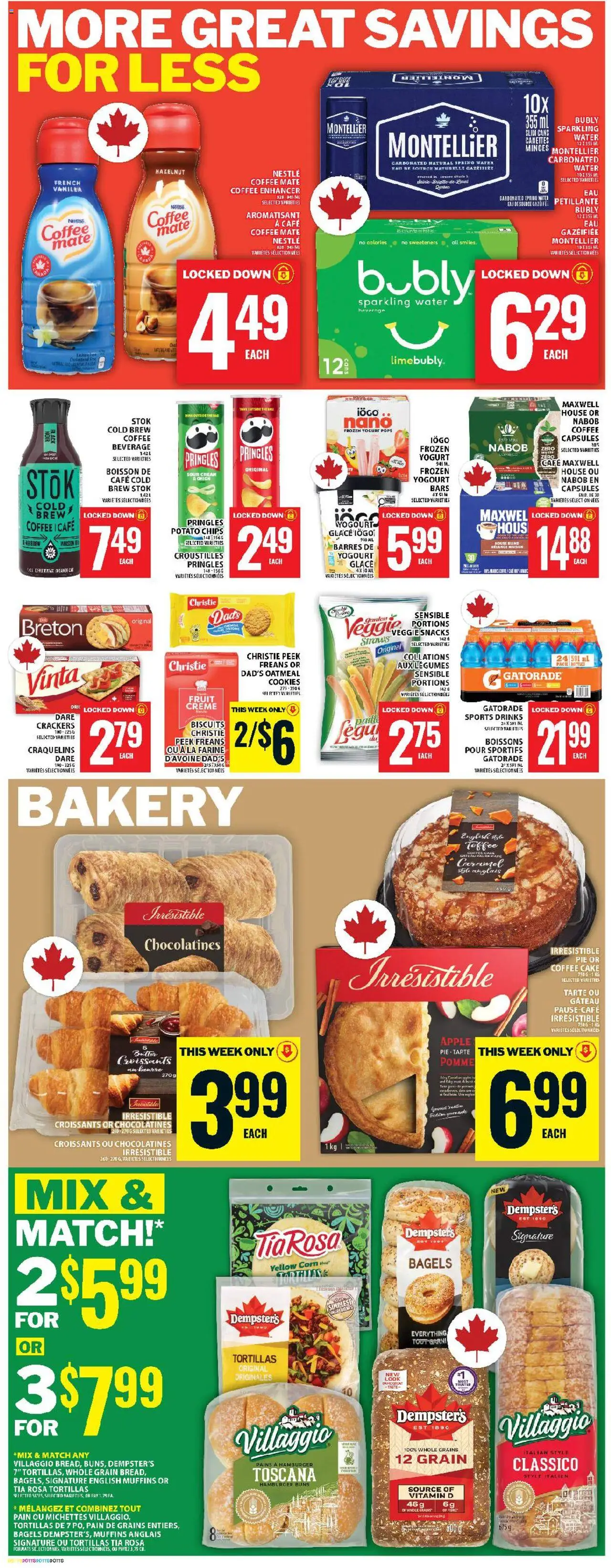 Food Basics flyer valid from 21.08.2025 | Page: 7 | Products: Chips, Bakery, Yogurt, Coffee