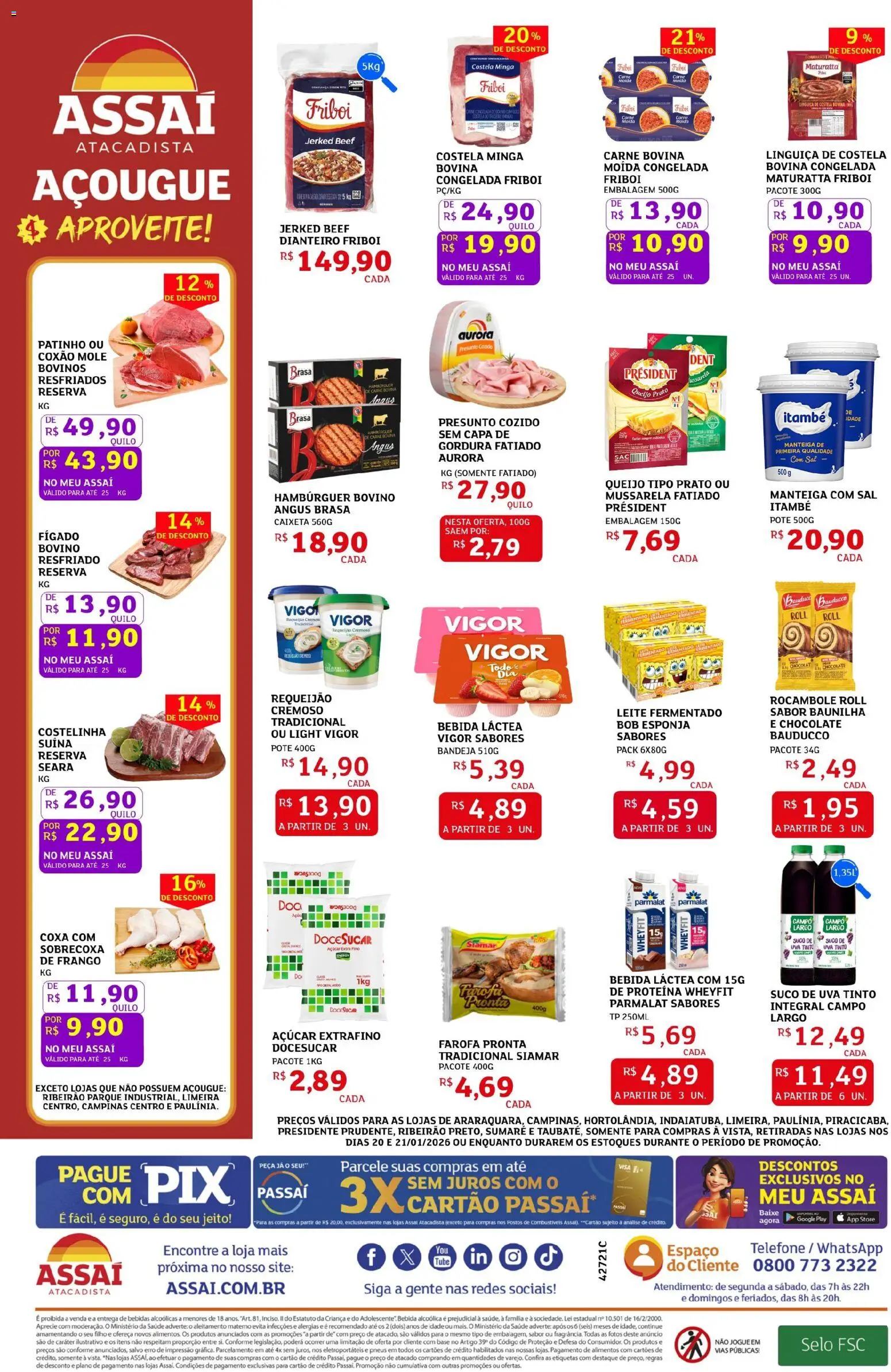 Assaí Atacadista Folheto - válido de 20.01.2026 | Página: 2 | Produtos: Leite, Queijo, Pneus, Base