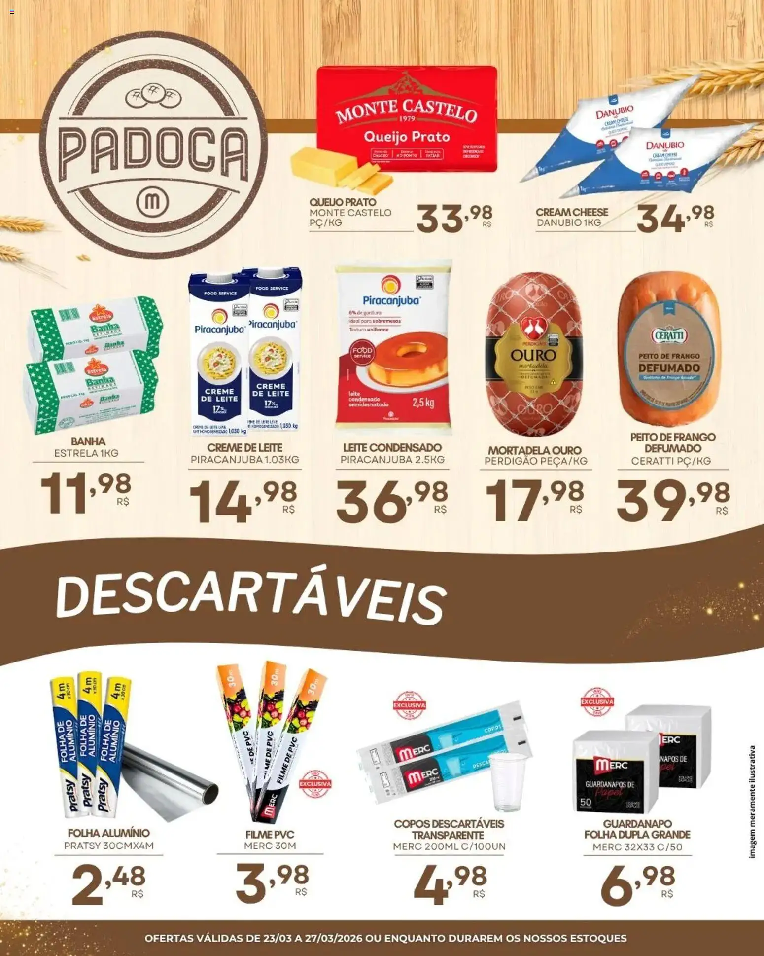 Mercadão Atacadista Folheto - válido de 23.03.2026 | Página: 3 | Produtos: Cream cheese, Creme, Creme de leite, Copos