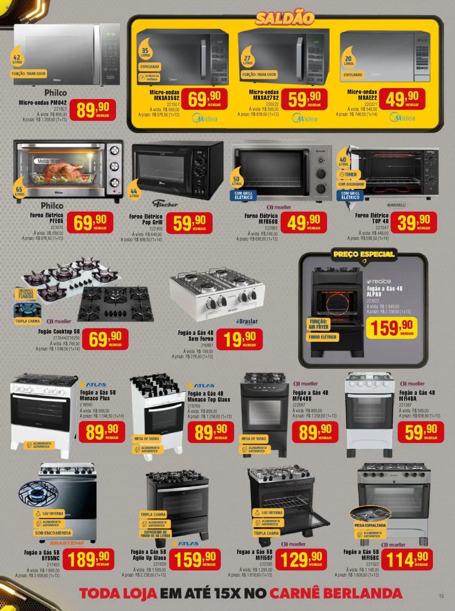 Berlanda Folheto - válido de 01.11.2025 | Página: 19 | Produtos: Fogão, Air fryer, Microondas, Carne
