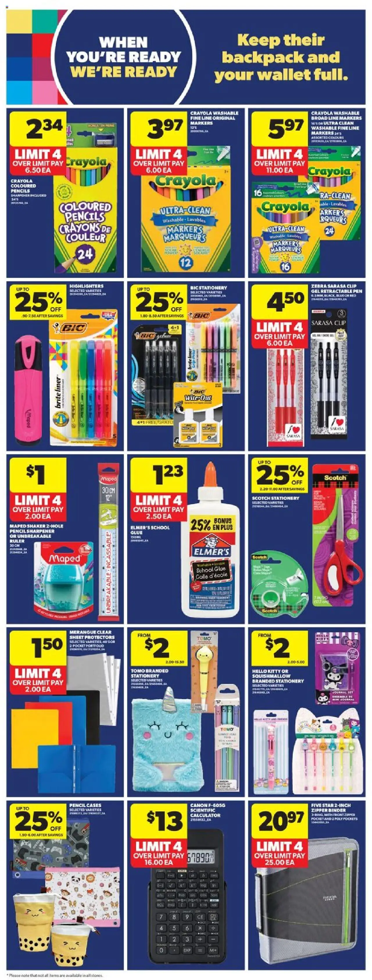Real Canadian Superstore flyer valid from 21.08.2025 | Page: 31 | Products: Backpack, Wallet, Calculator, Pencil sharpener