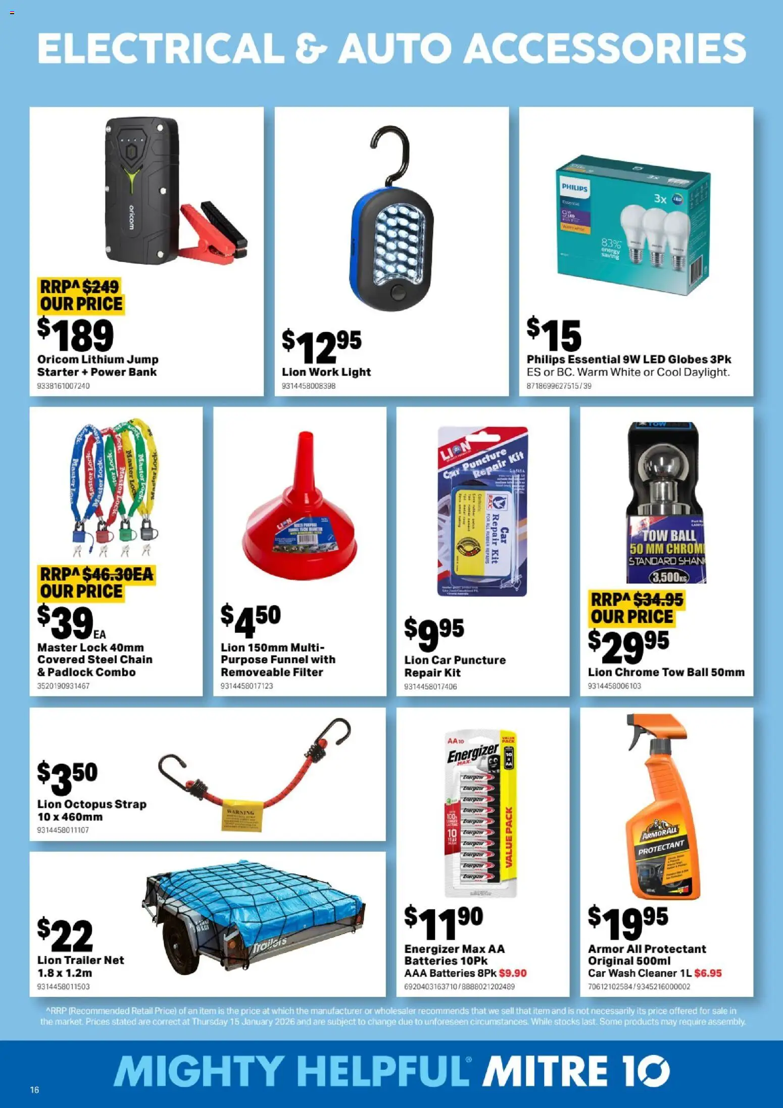 Mitre 10 catalogue - valid from 25.02.2026 | Page: 16 | Products: Chain, Cleaner, Accessories, Batteries
