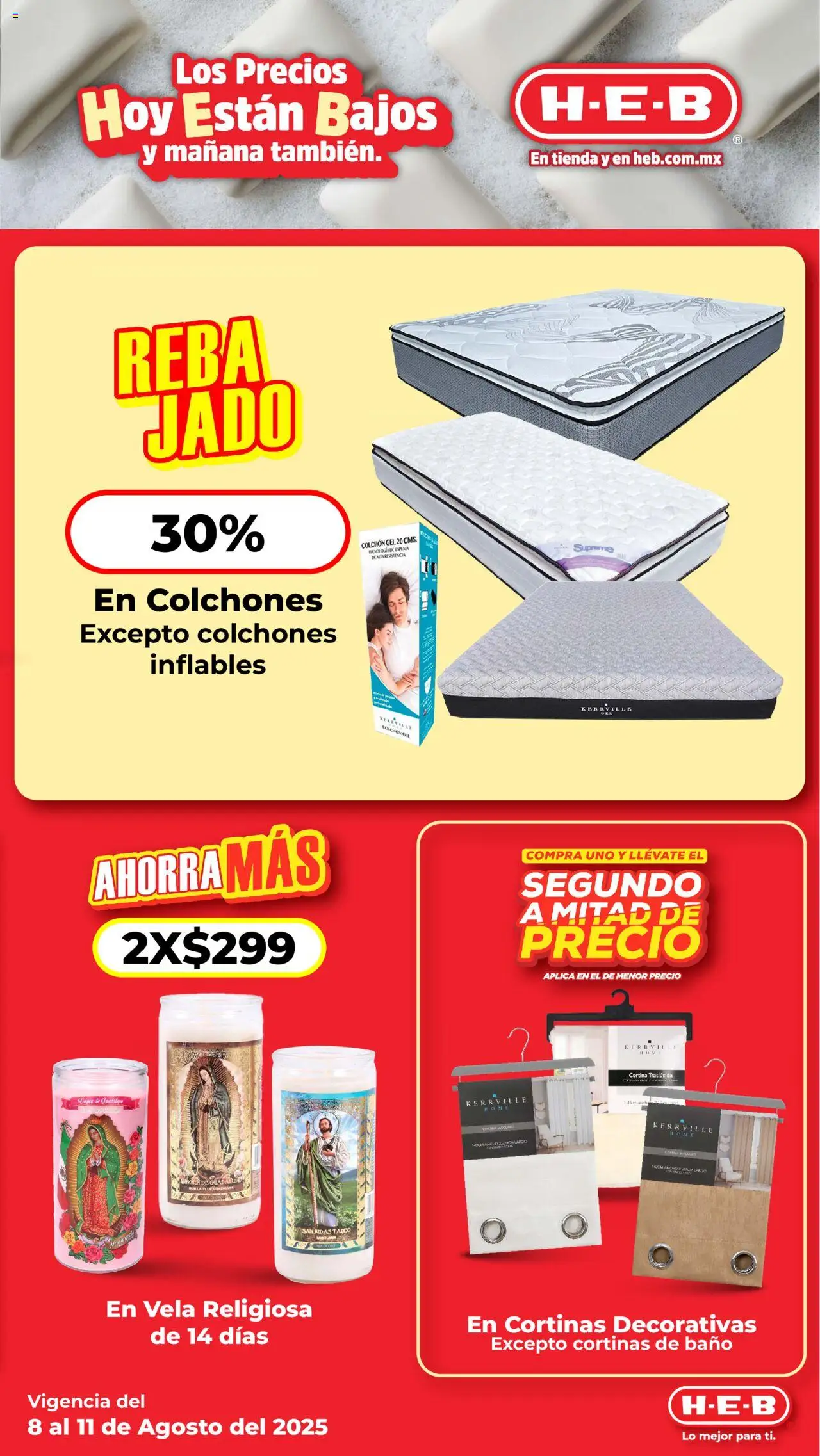 Nuevas ofertas de H-E-B válidas en toda la República Mexicana desde el 08.08.2025. ¡Encuentra las mejores ofertas en H-E-B folleto! | Página: 17 | Productos: Espuma, Vela, Colchón, Baño