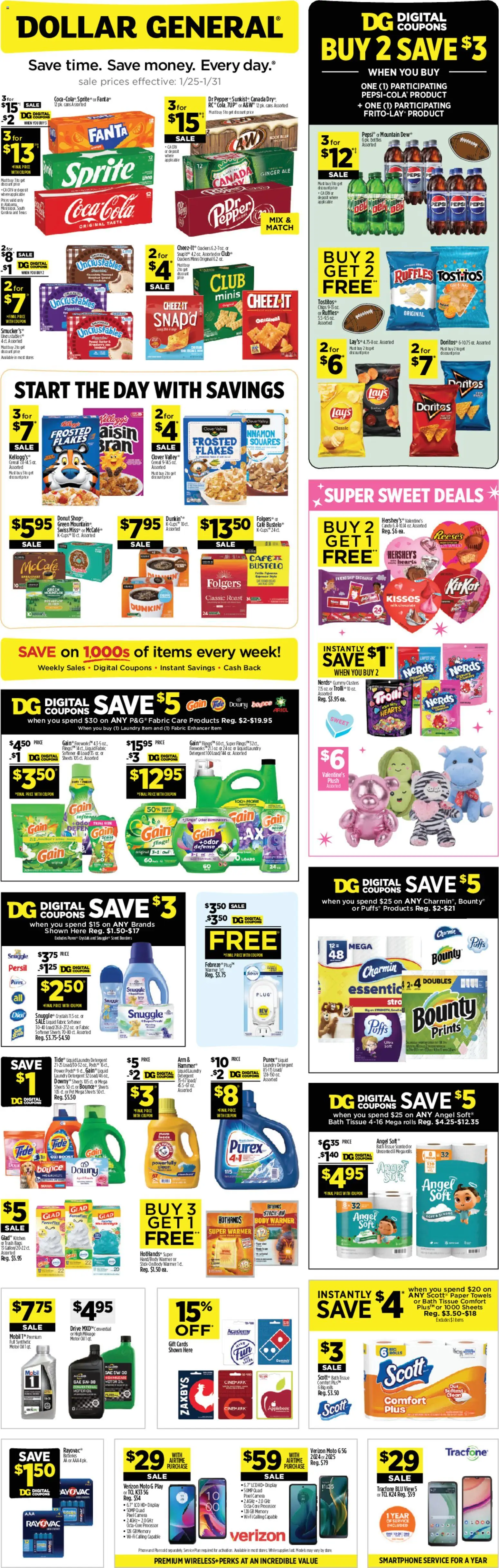 Dollar General Weekly Ad - TX - valid from 25.01.2026 | Page: 1 | Products: Oil, Chocolate, Detergent, Pepper