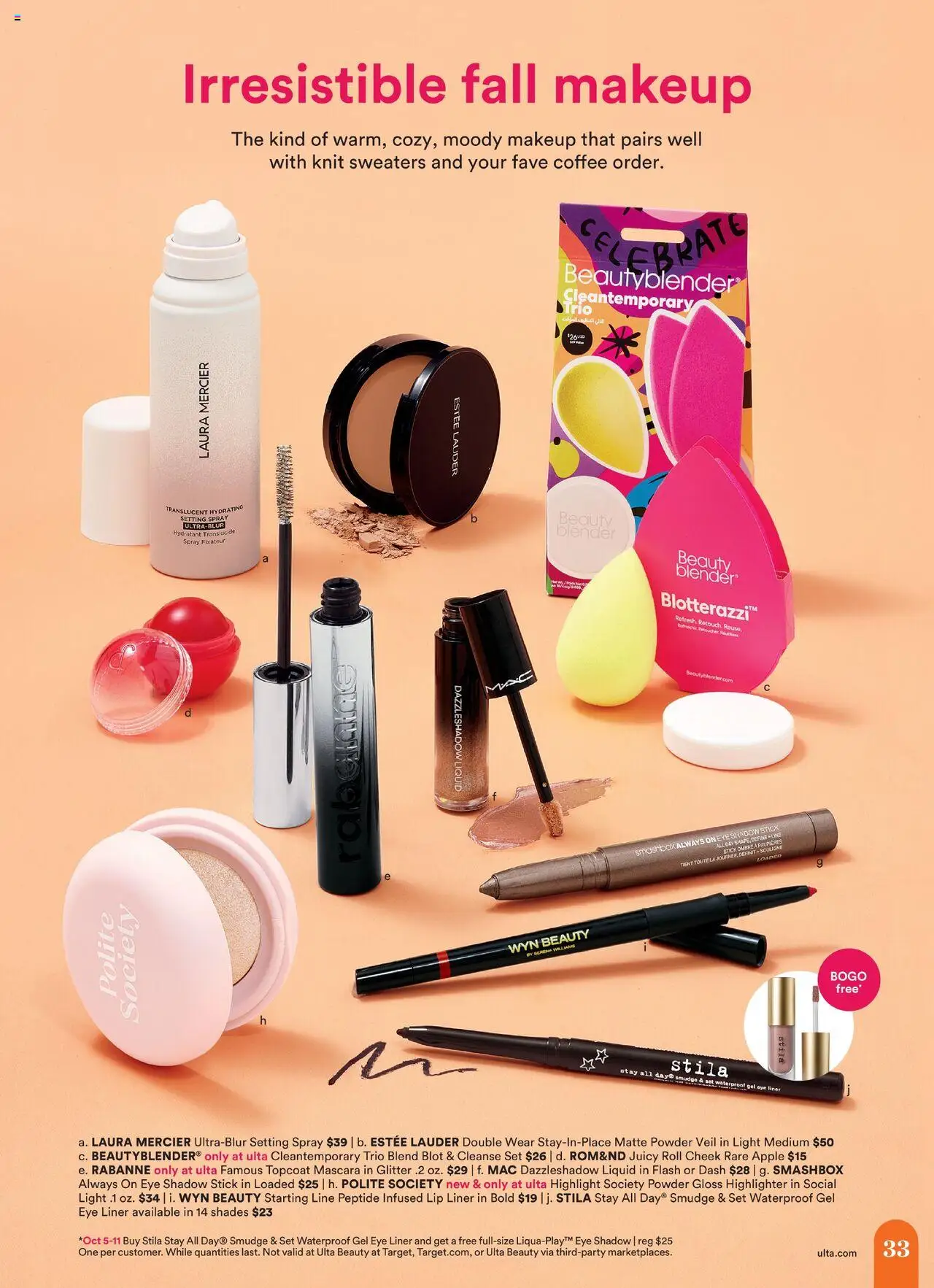 Ulta Beauty Weekly Ad - valid from 05.10.2025 | Page: 33 | Products: Powder, Highlighter, Setting Spray, Mascara