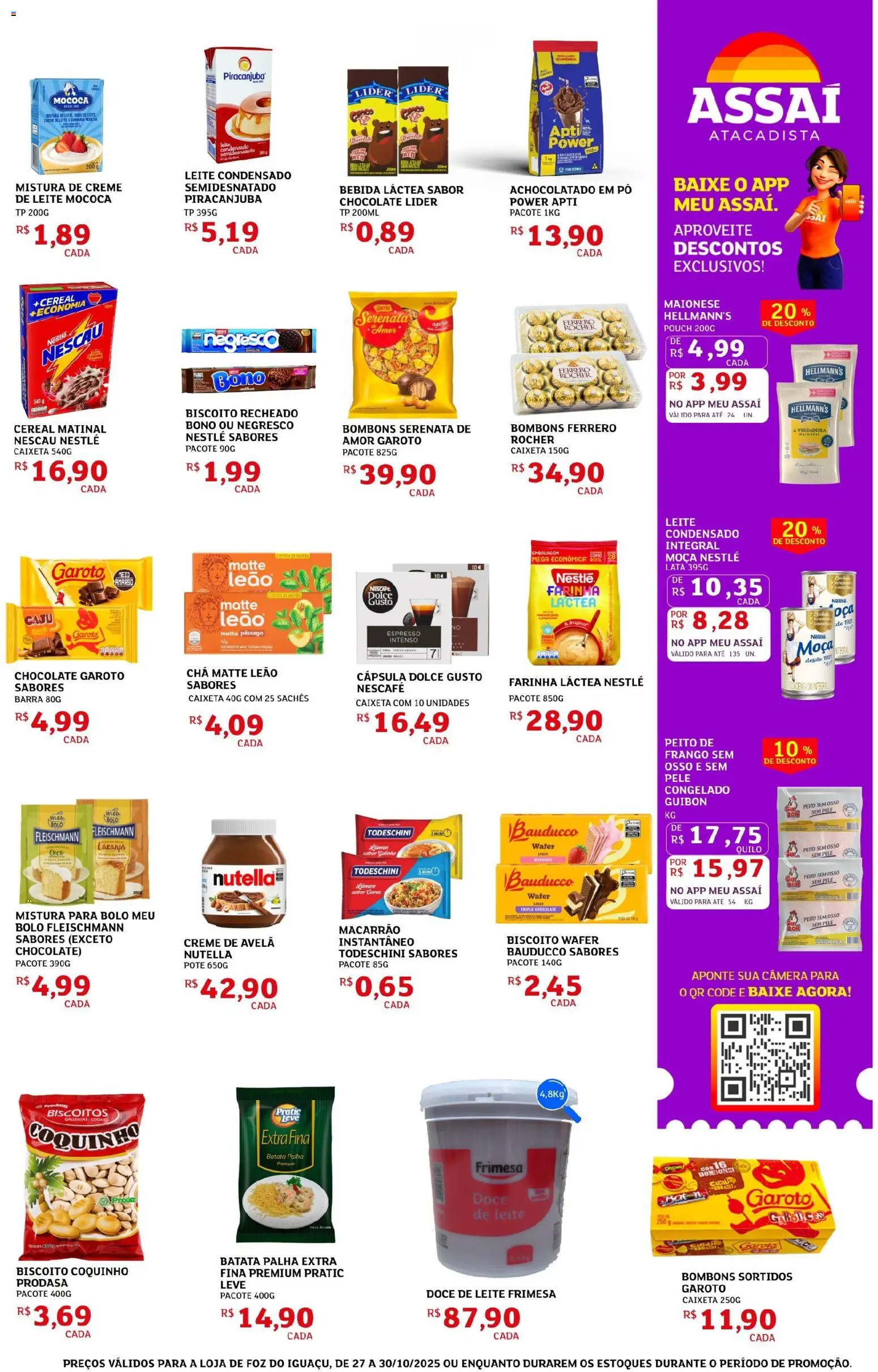 Assaí Atacadista Folheto - válido de 27.10.2025 | Página: 3 | Produtos: Pêssego, Leite, Carne, Doce de leite