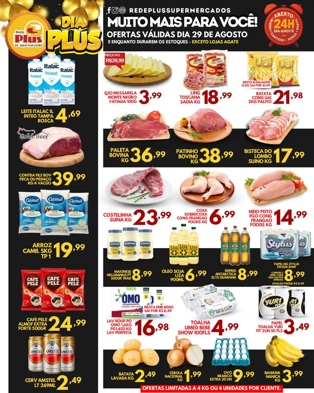 Rede Plus Supermercados Folheto - válido de 28.09.2025 | Página: 3 | Produtos: Contra filé, Leite, Café, Arroz