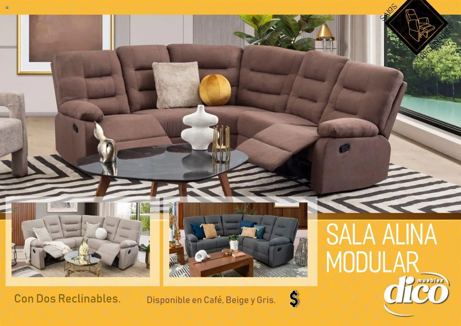 Nuevas ofertas de Muebles Dico válidas en toda la República Mexicana desde el 01.01.2026. ¡Encuentra las mejores ofertas en Muebles Dico catálogo Salas reclinables! | Página: 12 | Productos: Sillón, Café