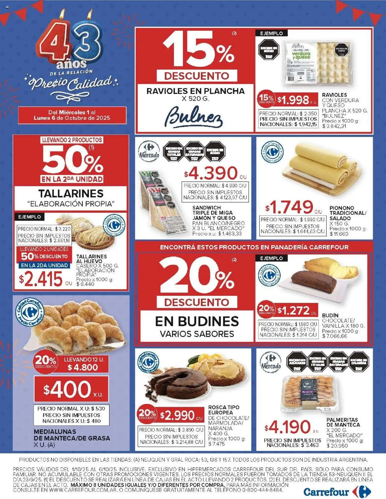 Carrefour - Ofertas - Chubut │ válido desde el 01.10.2025 | Página: 18 | Productos: Teléfono, Budín, Jamón, Pionono