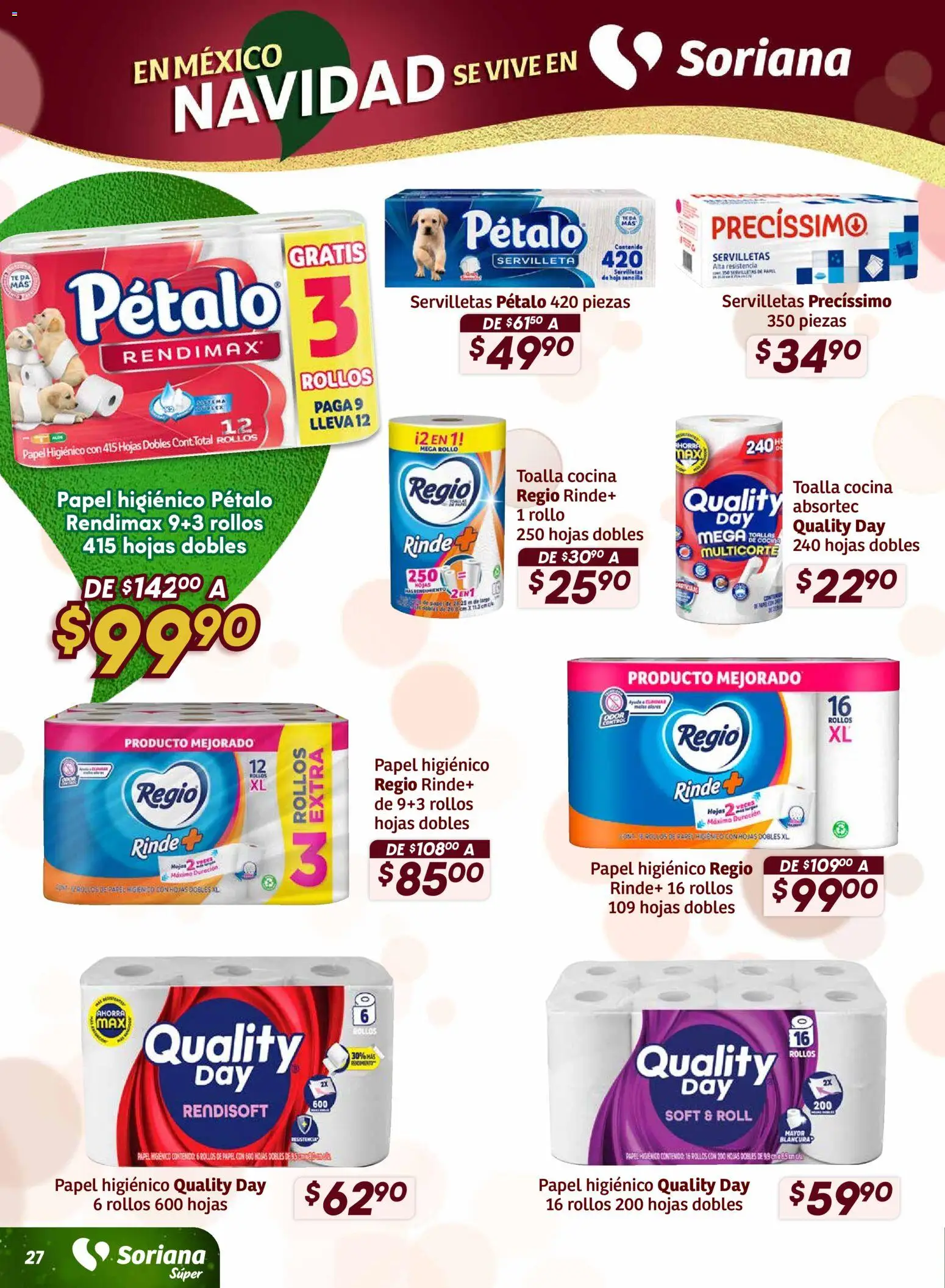 Nuevas ofertas de Soriana válidas en toda la República Mexicana desde el 27.11.2025. ¡Encuentra las mejores ofertas en Soriana - Preciazazaso Súper: Frontera BCN, Son! | Página: 28 | Productos: Toalla, Cocina, Té, Servilletas