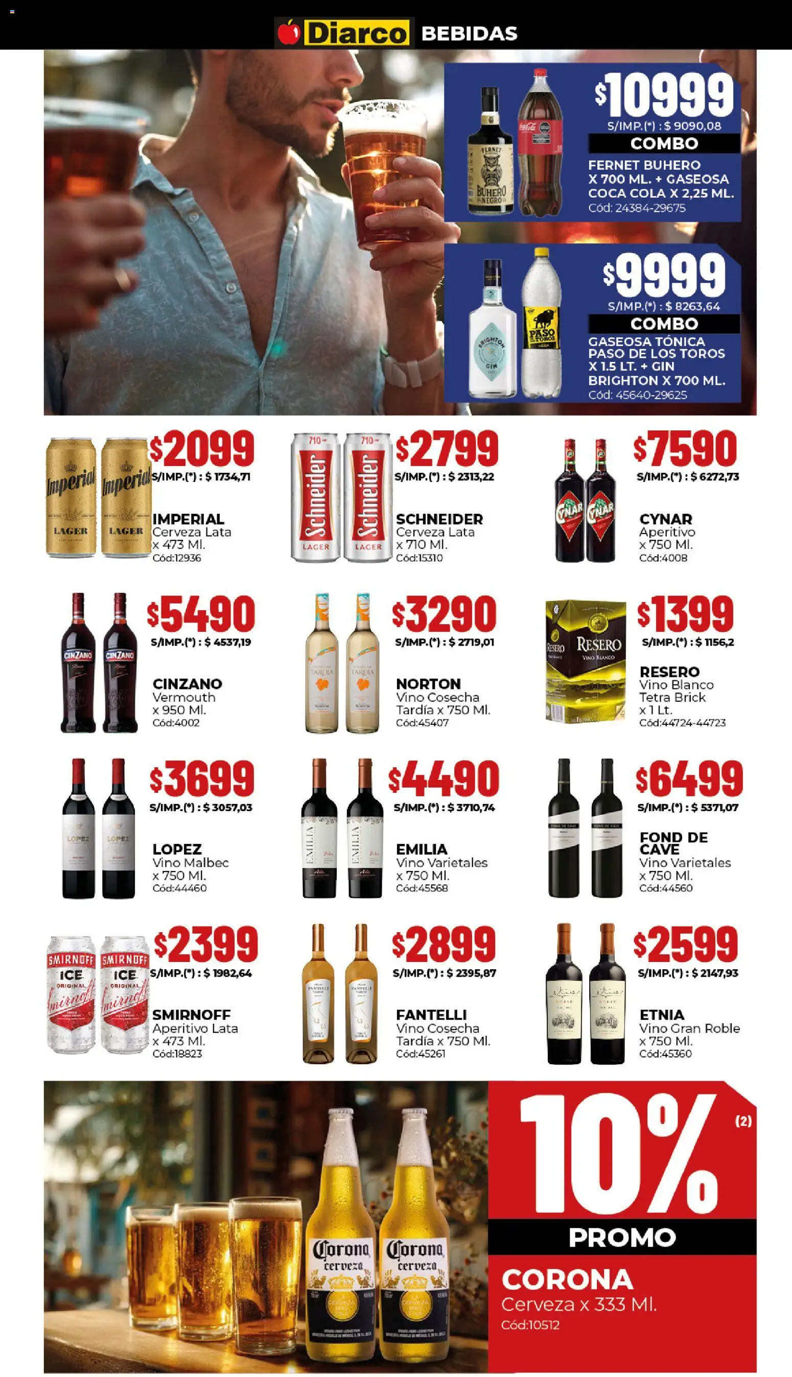 Diarco - Ofertas Sur │ válido desde el 24.11.2025 | Página: 8 | Productos: Gin, Fernet, Gaseosa, Vino