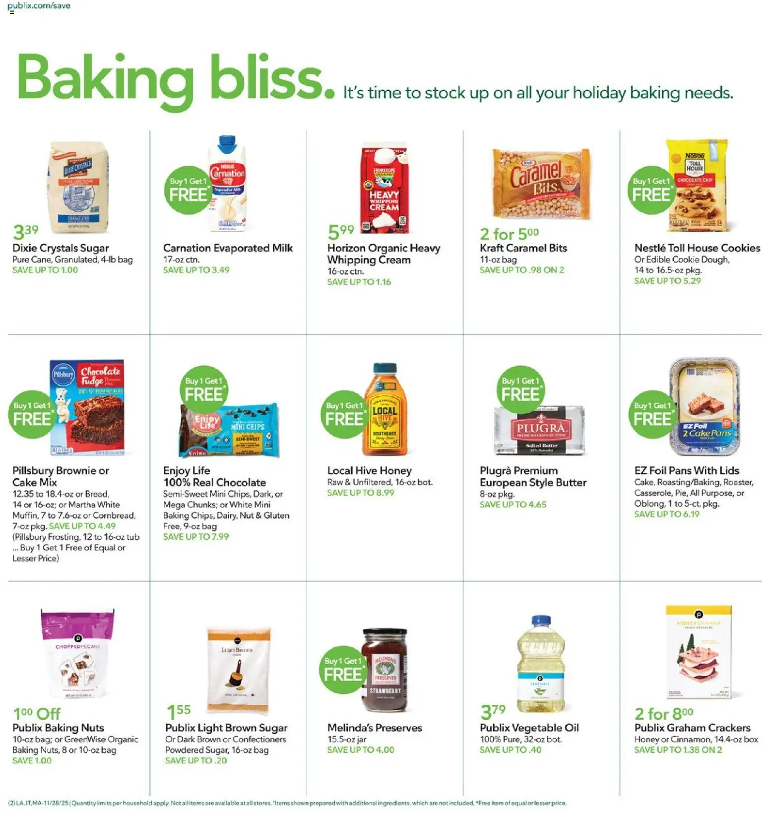 Publix Weekly Ad - valid from 28.11.2025 | Page: 2 | Products: Milk, Cream, Sugar, Chocolate Chip