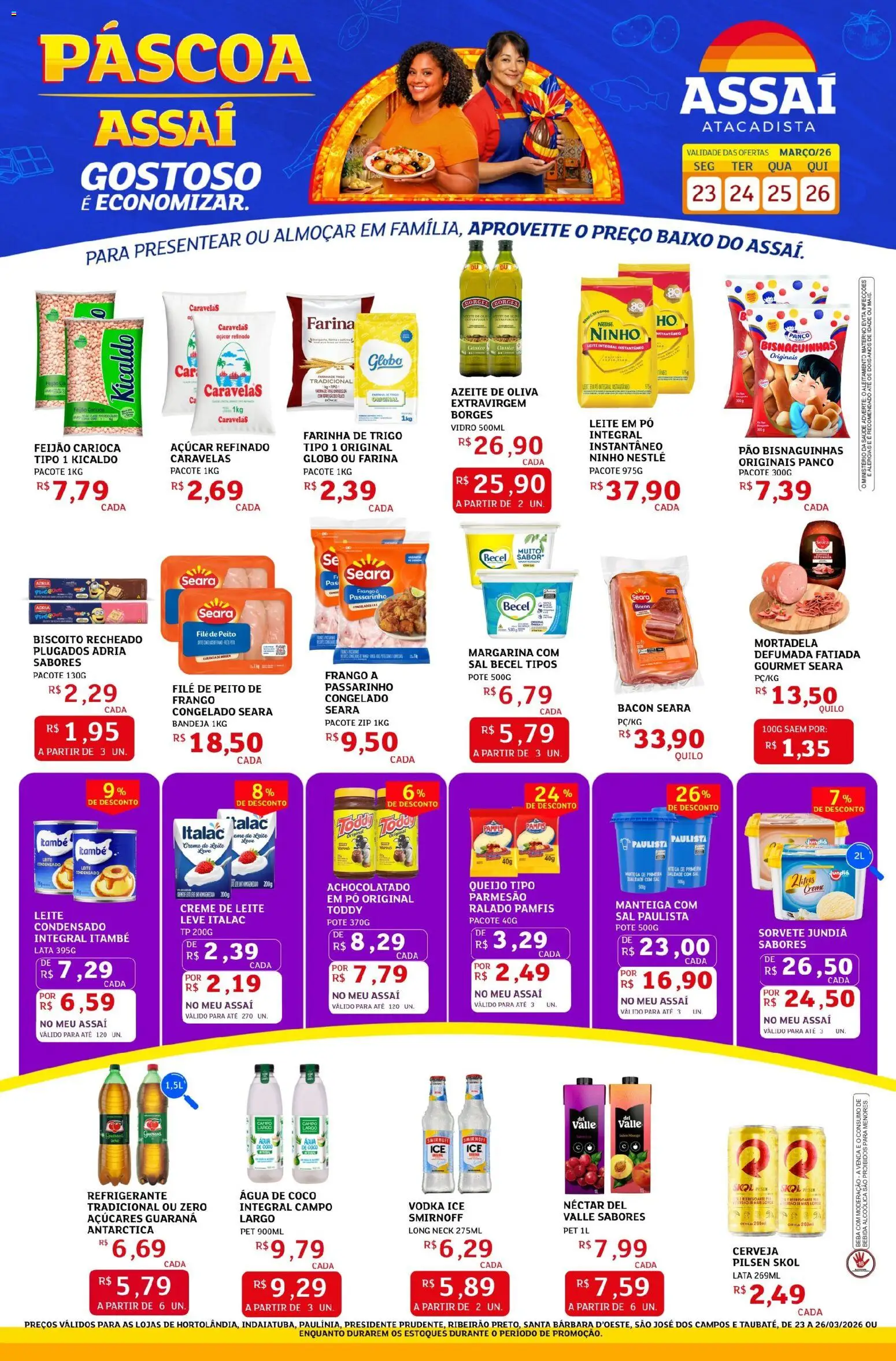 Assaí Atacadista Folheto - válido de 23.03.2026 | Página: 1 | Produtos: Feijão, Achocolatado, Queijo, Sorvete