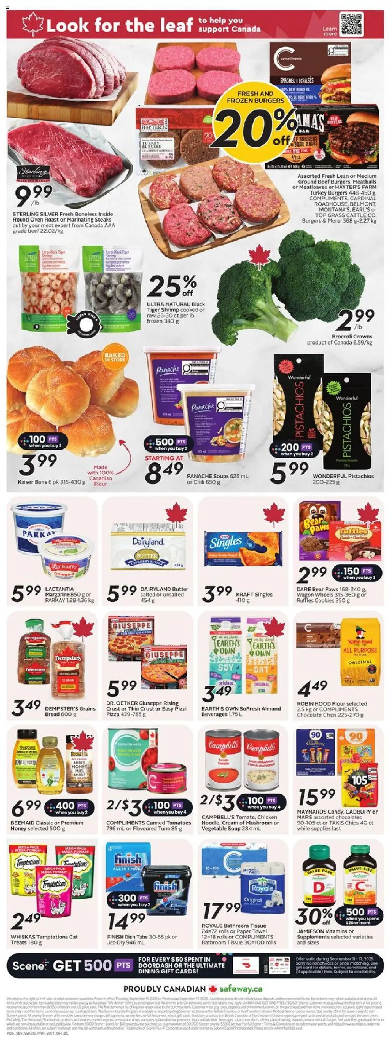 Safeway flyer valid from 11.09.2025 | Page: 4 | Products: Beef, Chips, Oven, Butter