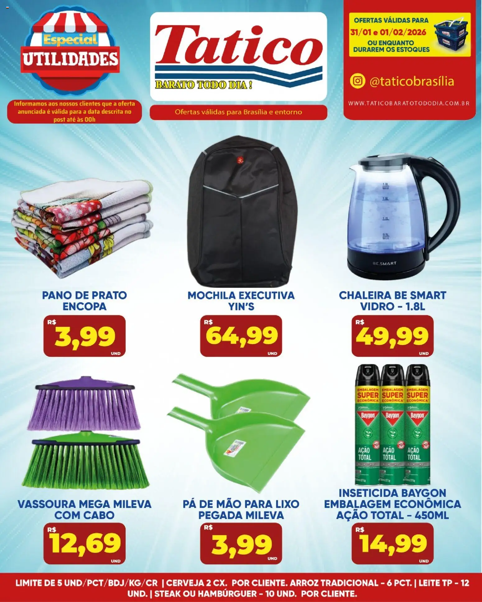 Tatico Folheto - válido de 31.01.2026 | Página: 18 | Produtos: Cerveja, Pano de prato, Hambúrguer, Vassoura