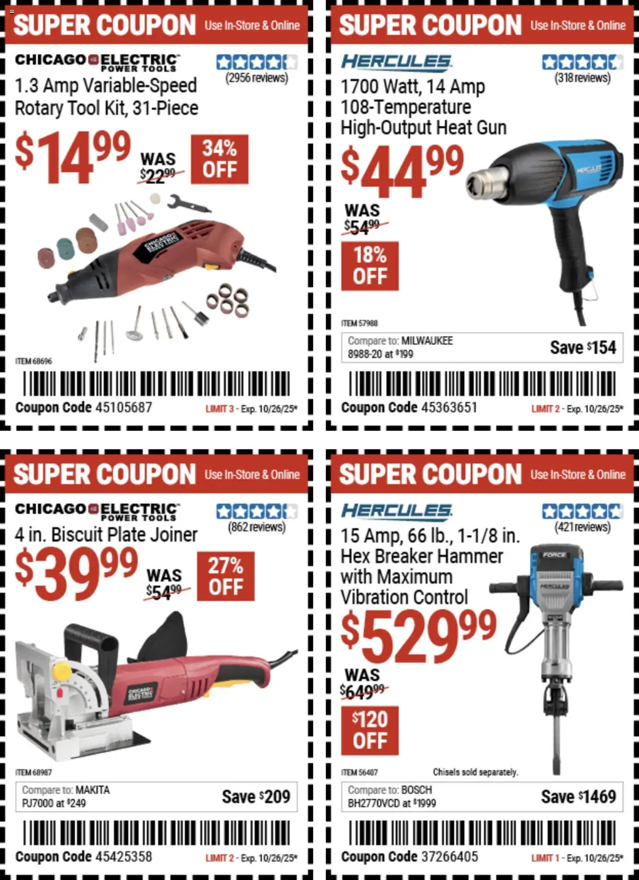 Harbor Freight Coupon Deals - valid from 13.10.2025 | Page: 13 | Products: Rotary Tool, Hammer, Gun