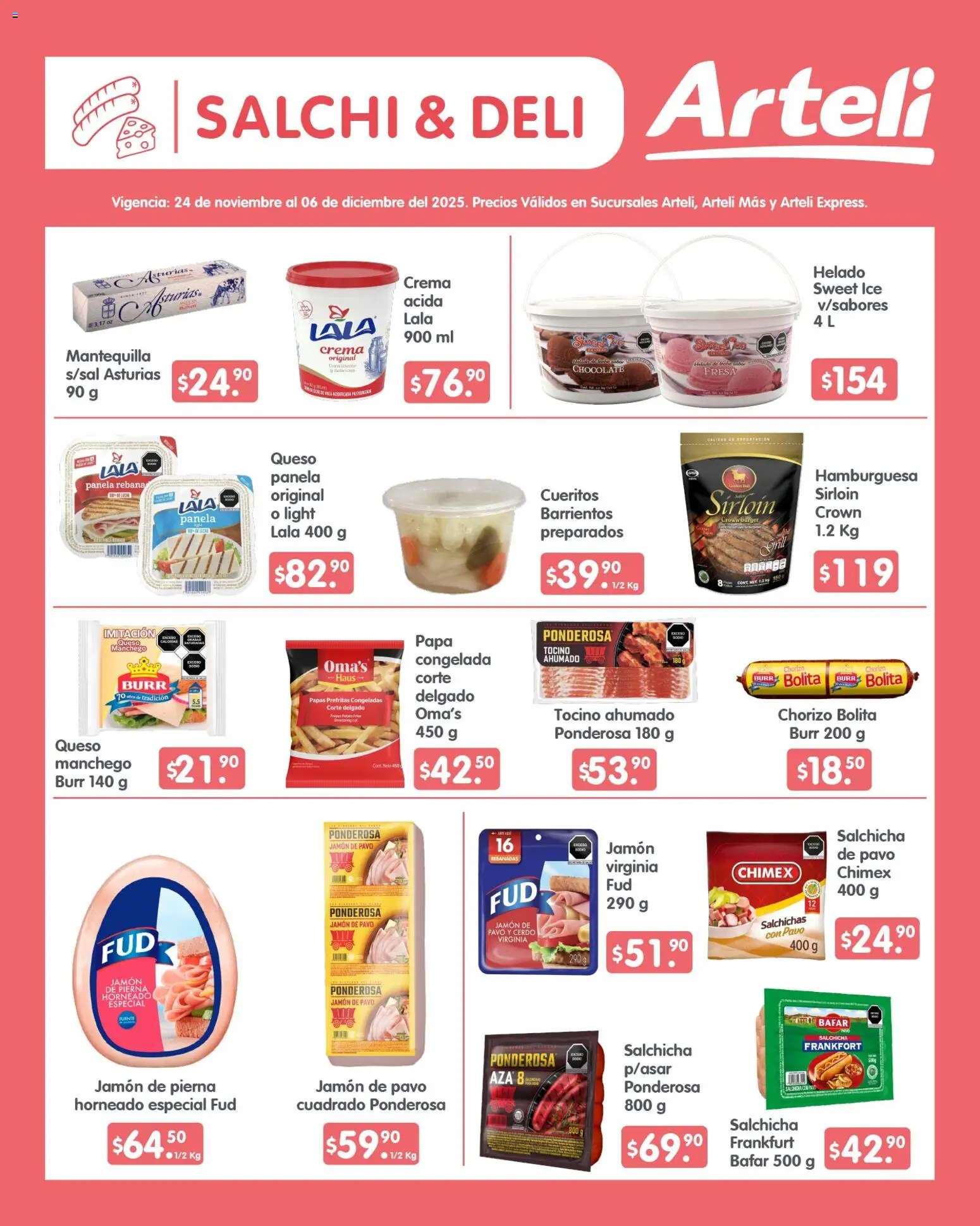 Nuevas ofertas de Arteli válidas en toda la República Mexicana desde el 24.11.2025. ¡Encuentra las mejores ofertas en Arteli folleto Quincenal! | Página: 6 | Productos: Tocino, Queso, Jamón, Chorizo