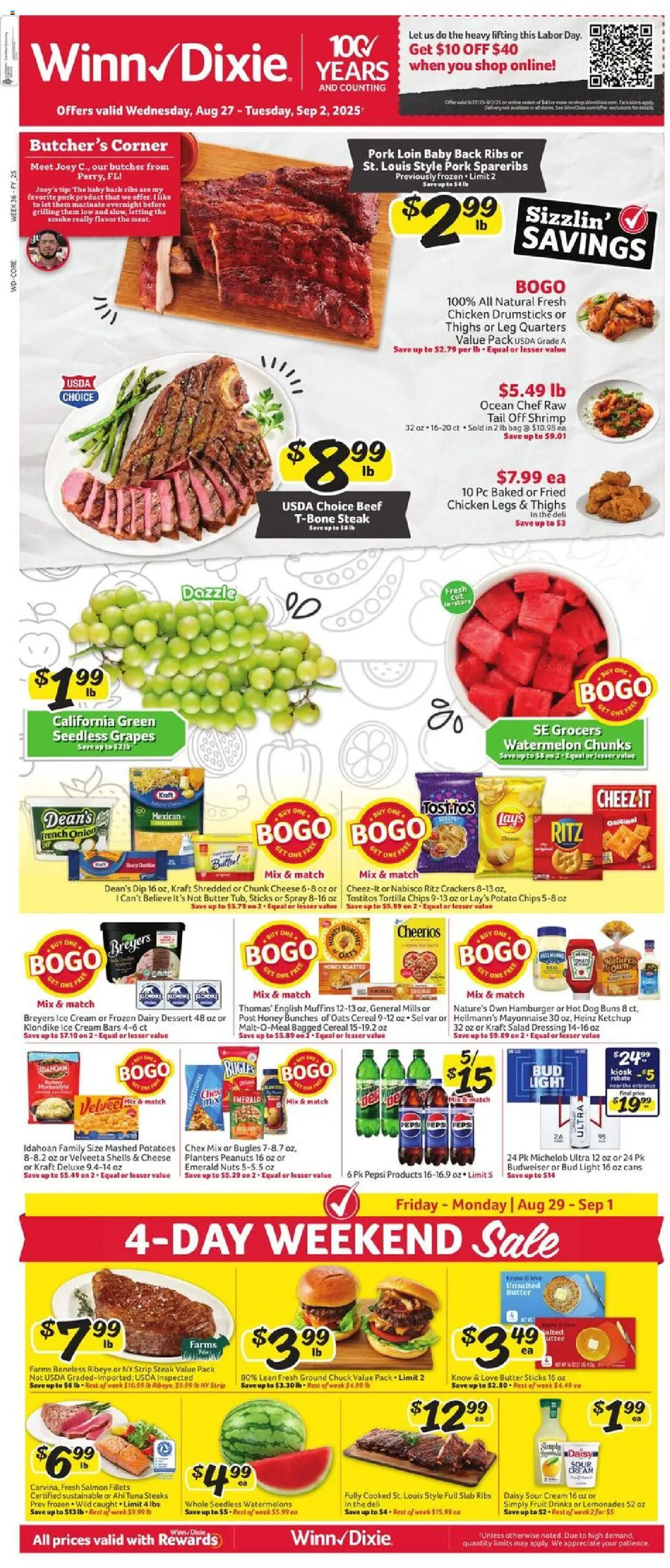 Winn Dixie Weekly Circular - FL - valid from 27.08.2025 | Page: 1 | Products: Butter, Cheese, Mayonnaise, Bag