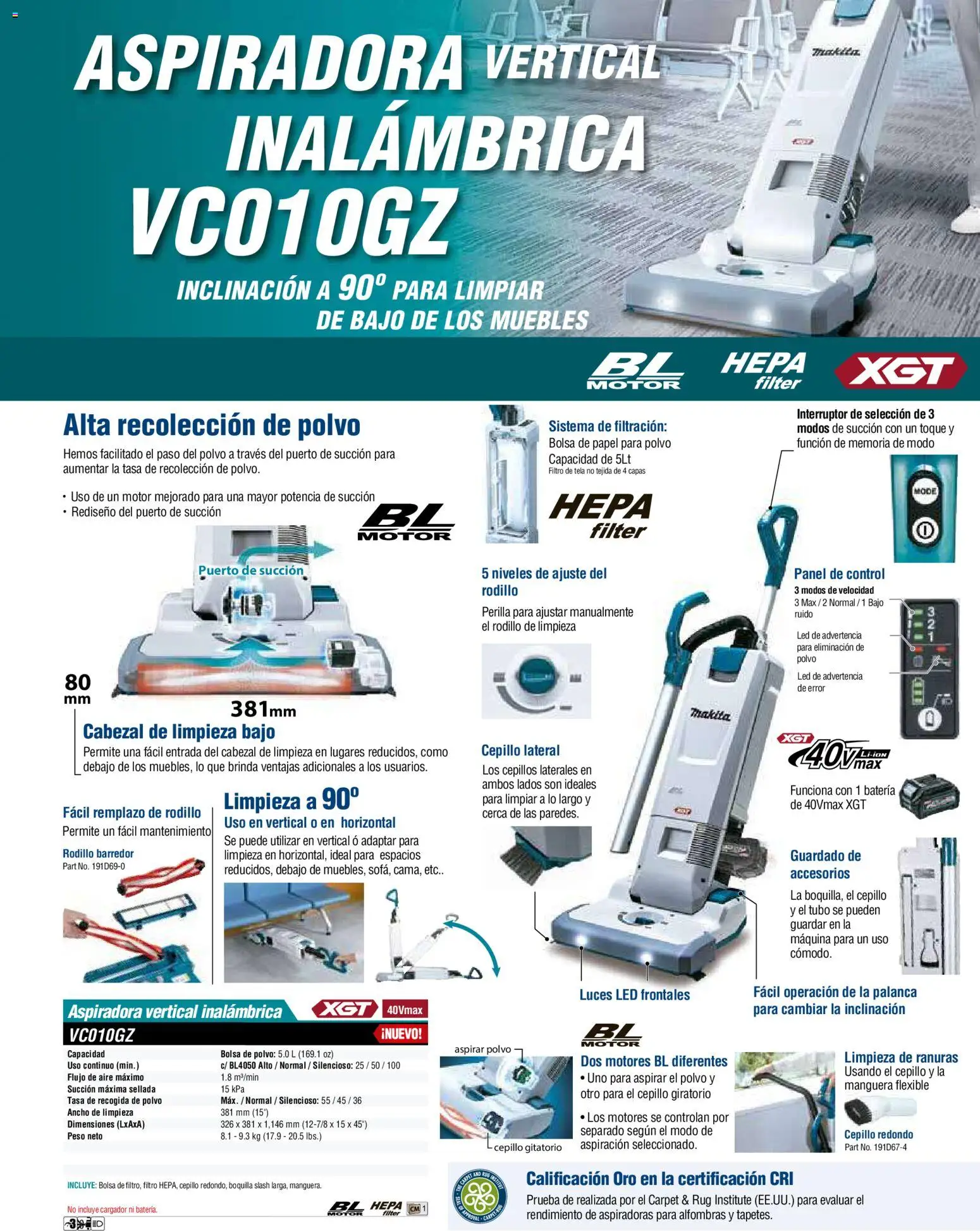 Nuevas ofertas de Makita válidas en toda la República Mexicana desde el 01.12.2025. ¡Encuentra las mejores ofertas en Makita catálogo Aspiradoras! | Página: 19 | Productos: Cargador, Aspiradora, Polvo, Rodillo