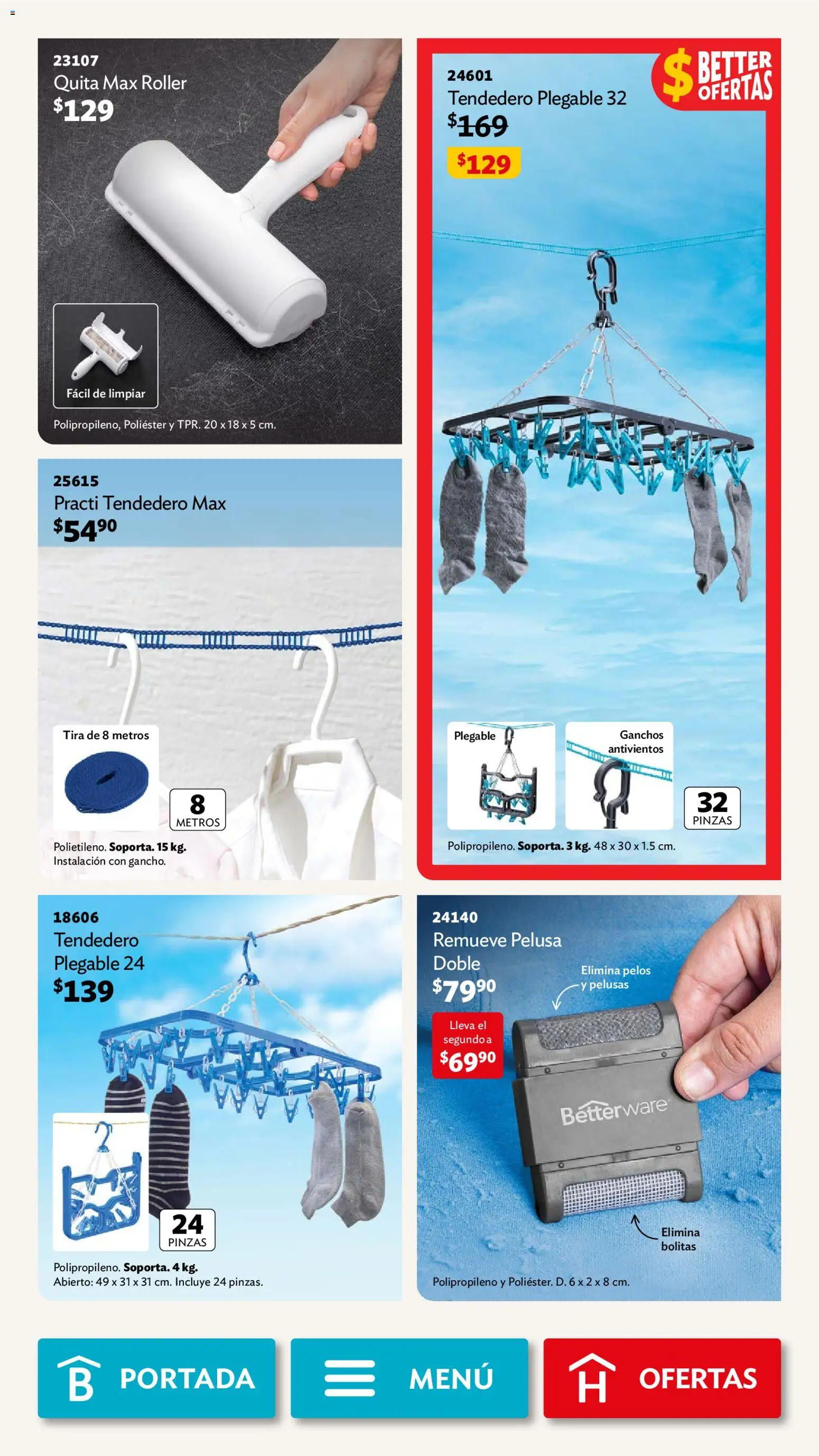 Nuevas ofertas de Betterware válidas en toda la República Mexicana desde el 04.05.2026. ¡Encuentra las mejores ofertas en Betterware campaña 5 2026! | Página: 94 | Productos: Tendedero