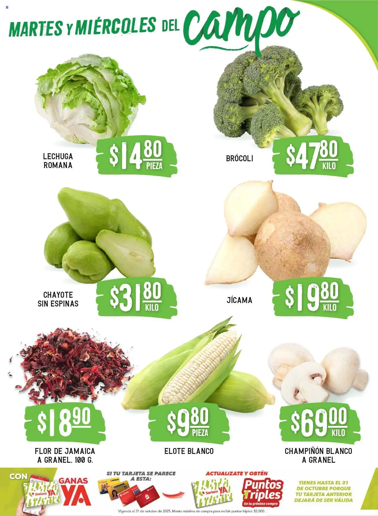 Nuevas ofertas de Soriana válidas en toda la República Mexicana desde el 23.09.2025. ¡Encuentra las mejores ofertas en Soriana - Martes y Miércoles del Campo Súper: Juárez! | Página: 3 | Productos: Brocoli, Lechuga