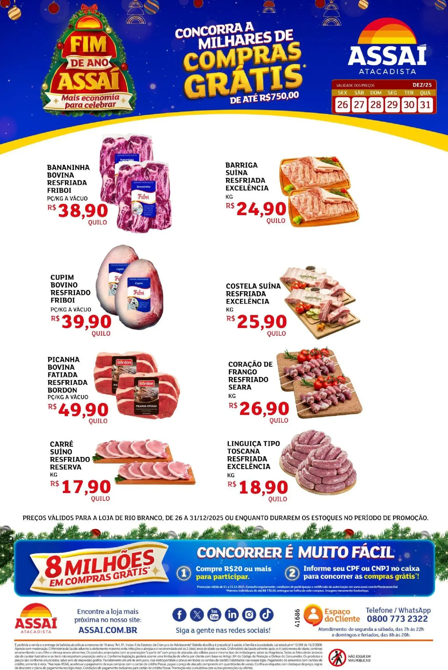Assaí Atacadista Folheto - válido de 26.12.2025 | Página: 1 | Produtos: Pneus, Base, Bebida, Telefone
