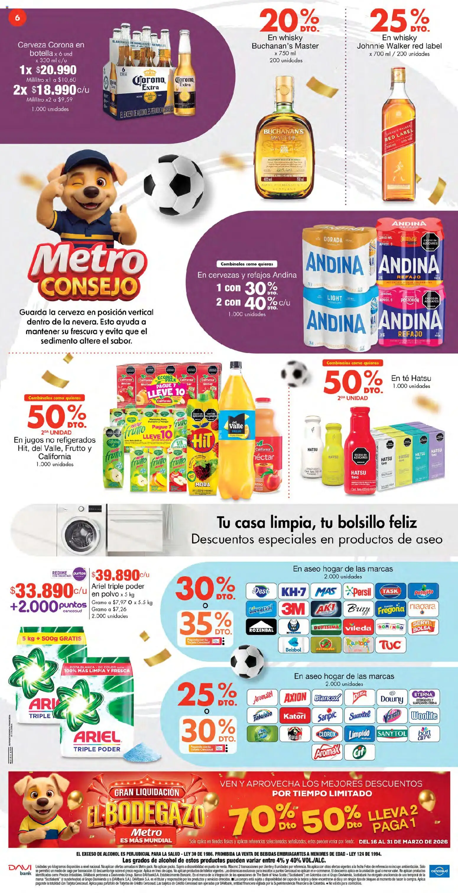 Metro revista - valida desde el 13.03.2026 | Página: 6 | Productos: Polvo, Mora, Durazno, Cerveza