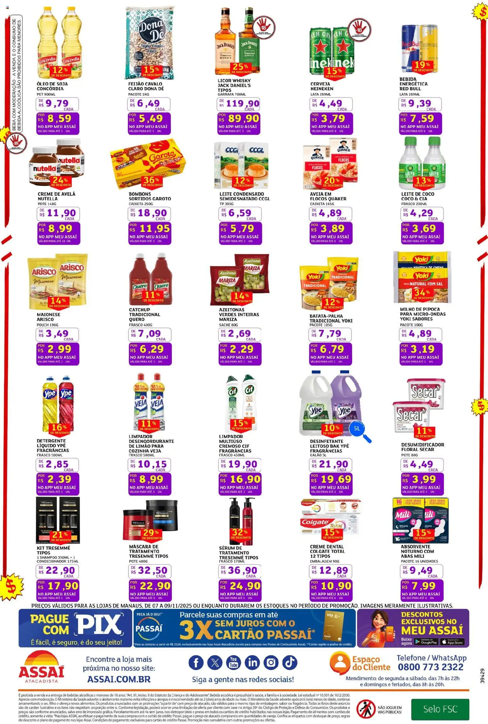 Assaí Atacadista Folheto - válido de 07.11.2025 | Página: 3 | Produtos: Azeitonas, Detergente, Aveia, Maionese