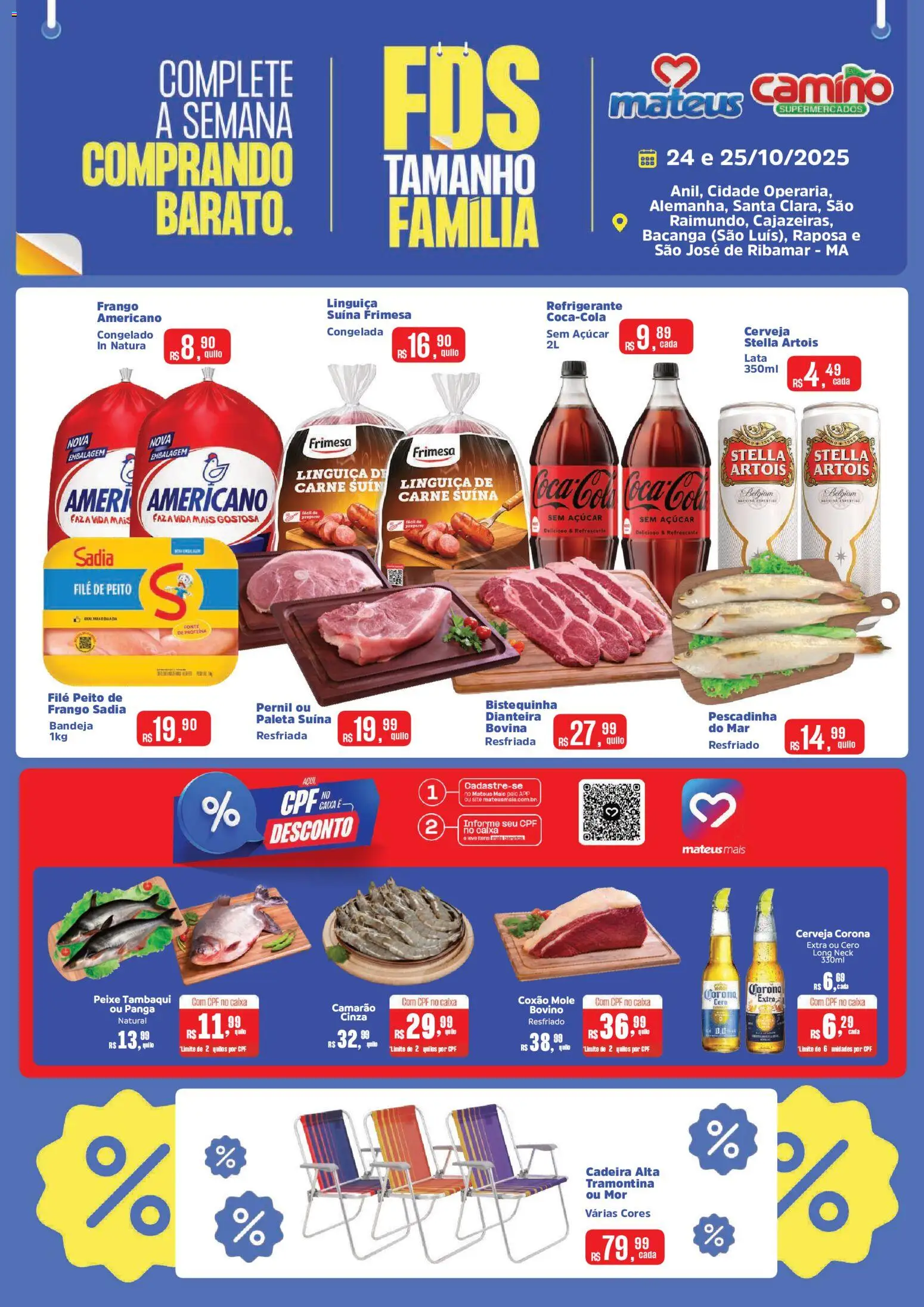 Mateus Folheto - válido de 24.10.2025 | Página: 1 | Produtos: Caixa, Carne, Açúcar, Peito de frango