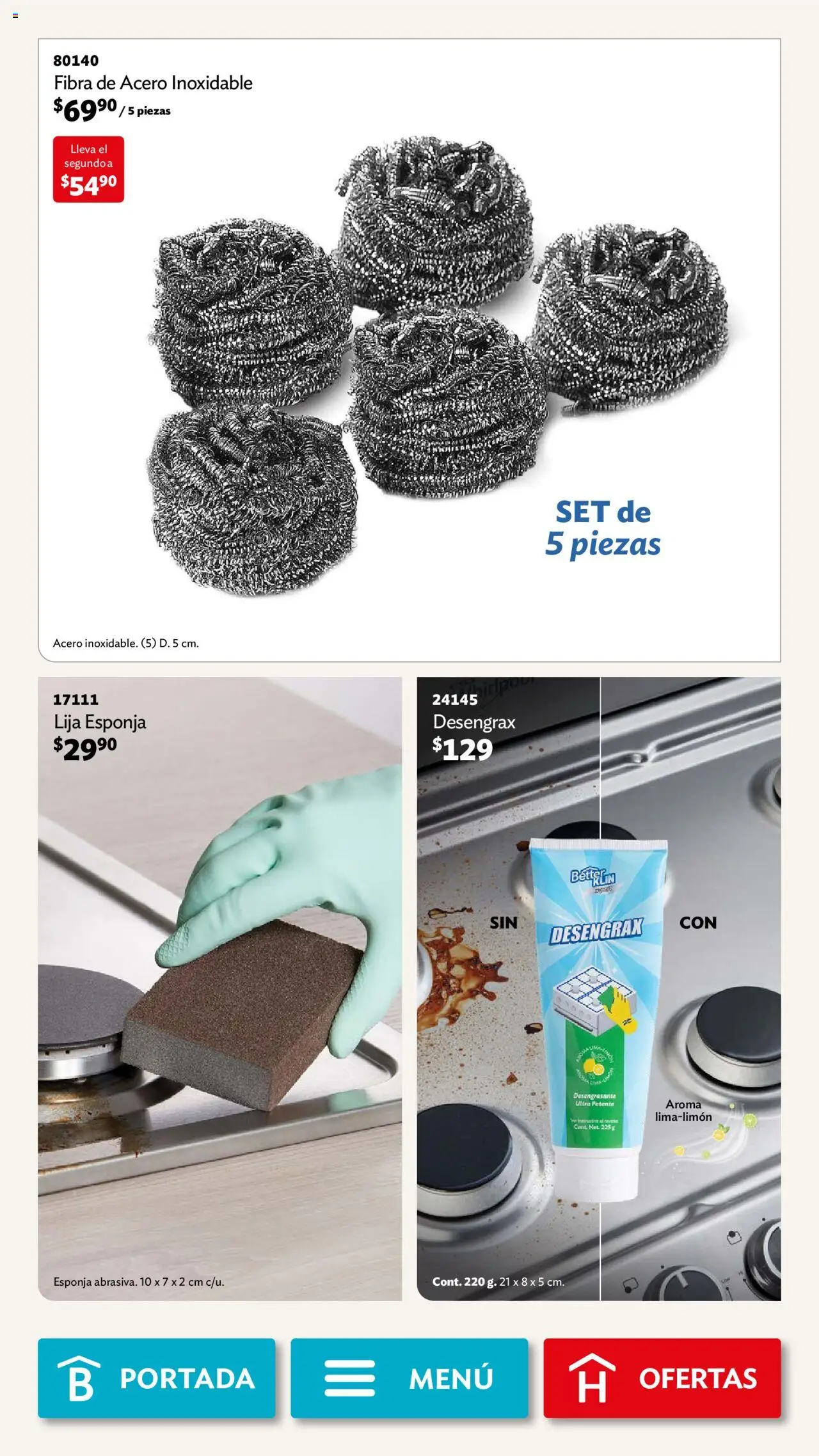 Nuevas ofertas de Betterware válidas en toda la República Mexicana desde el 01.09.2025. ¡Encuentra las mejores ofertas en Betterware - Campaña 9 2025! | Página: 92 | Productos: Esponja, Desengrasante, Lija