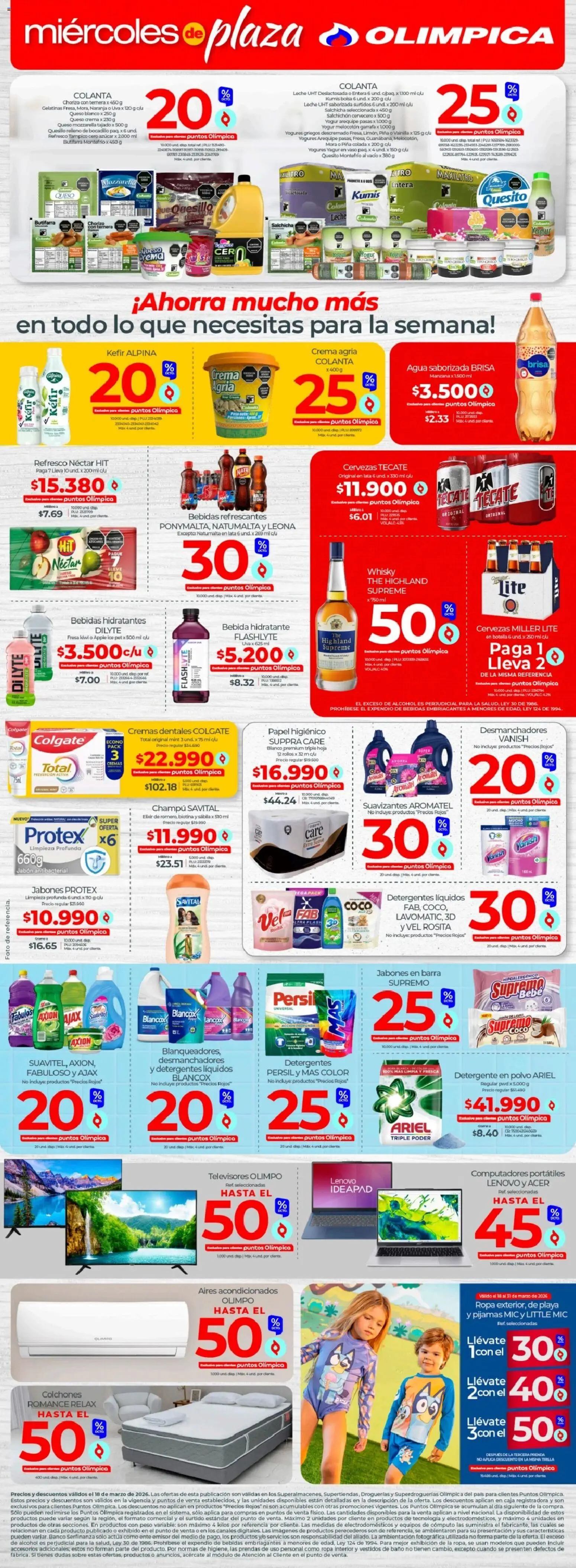 Olímpica revista - valida desde el 18.03.2026 | Página: 2 | Productos: Agua, Agua saborizada, Crema agria, Detergente