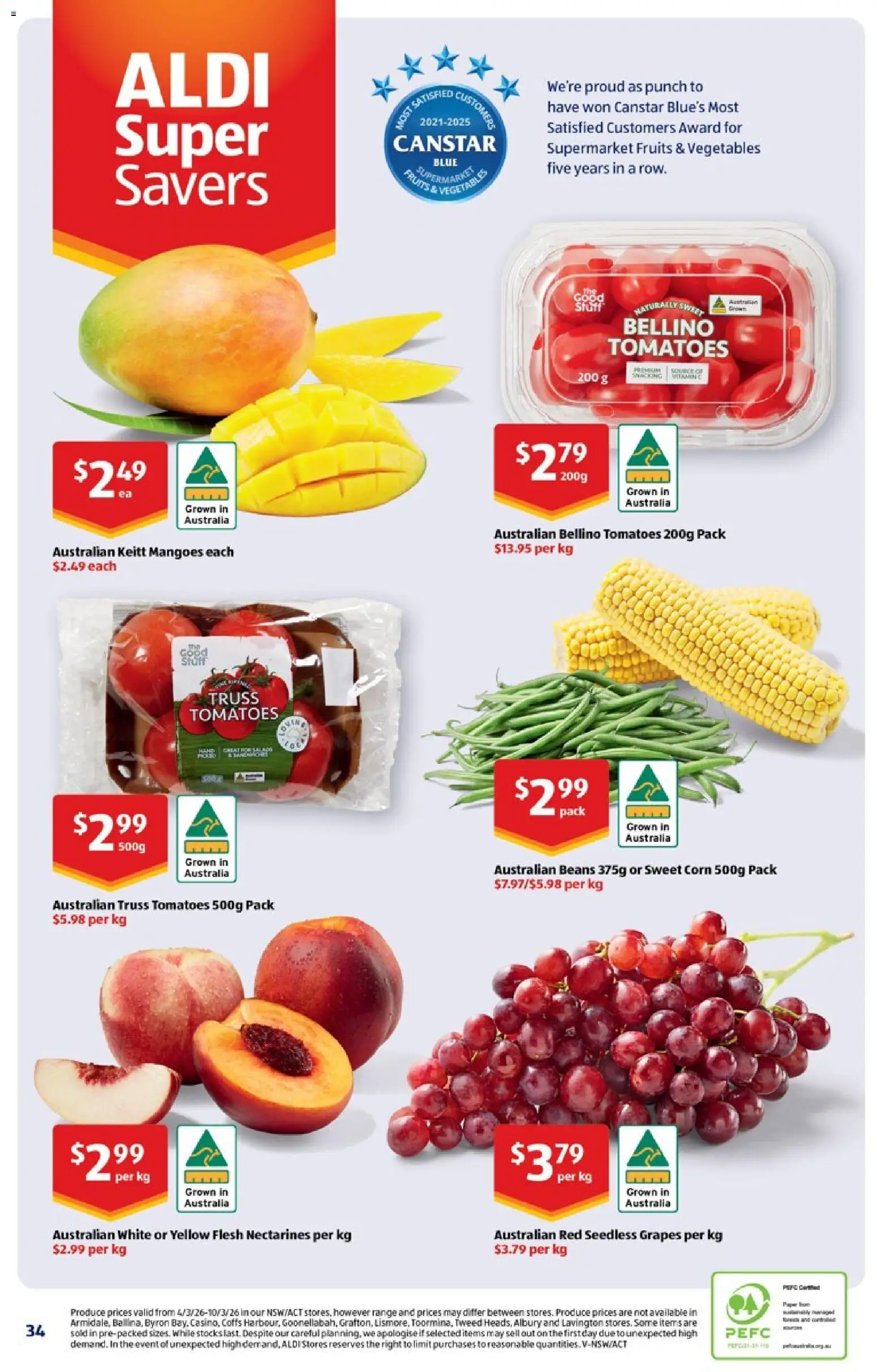 Aldi catalogue - valid from 11.03.2026 | Page: 34 | Products: Tomatoes, Vegetables, Fruits, Grapes