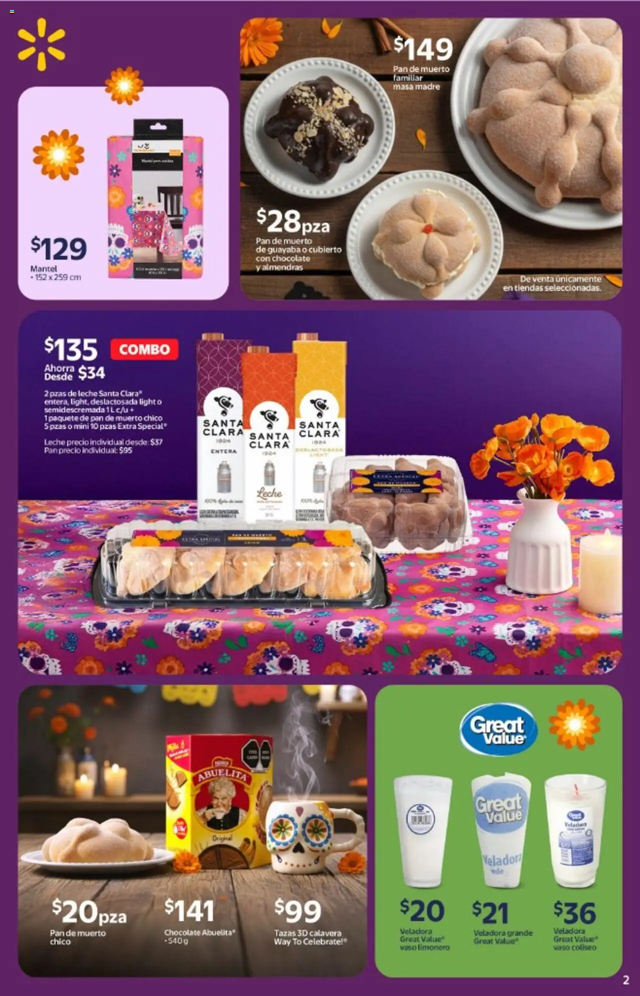 Nuevas ofertas de Walmart válidas en toda la República Mexicana desde el 14.10.2025. ¡Encuentra las mejores ofertas en  Walmart - Folleto Precios bajos todos los días! | Página: 2 | Productos: Almendras, Mantel, Leche, Pan