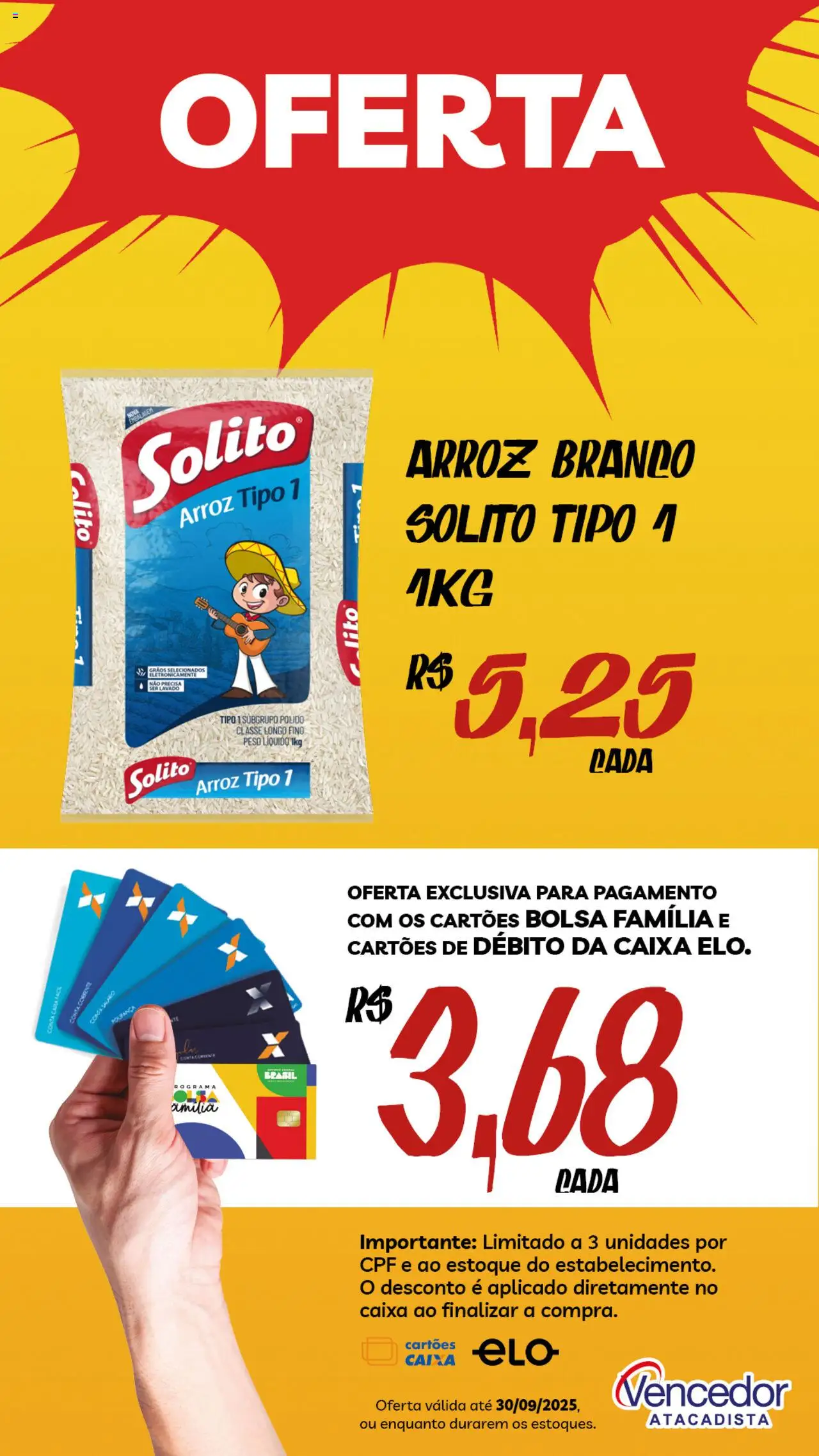 Vencedor Atacadista Folheto - válido de 08.09.2025 | Página: 3 | Produtos: Caixa, Arroz, Bolsa