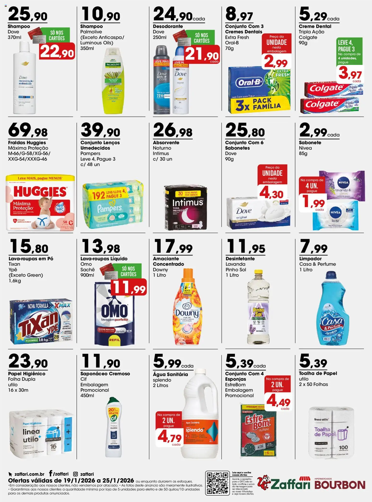 Zaffari Folheto - válido de 19.01.2026 | Página: 4 | Produtos: Shampoo, Perfume, Pó, Amaciante
