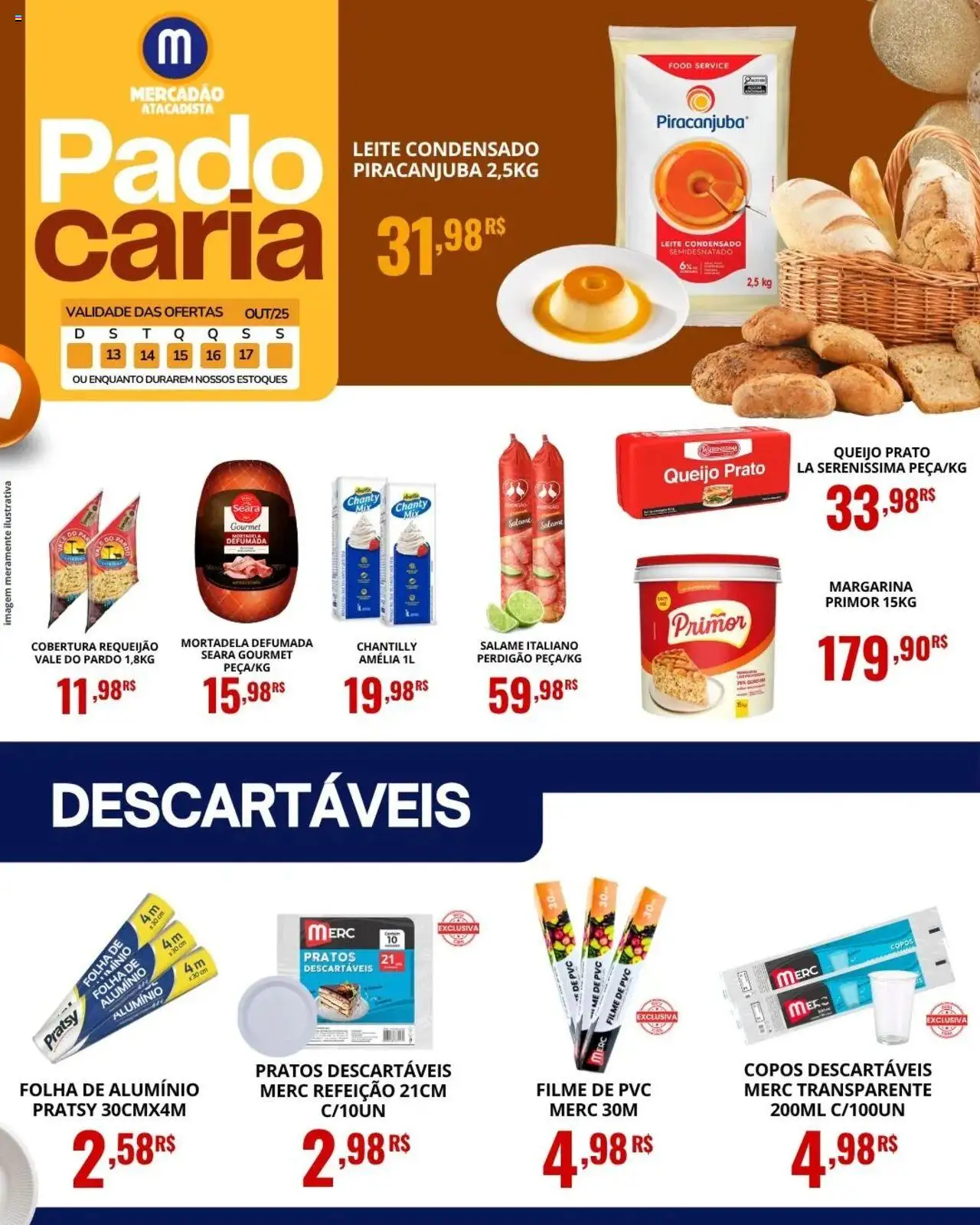 Mercadão Atacadista Folheto - válido de 13.10.2025 | Página: 3 | Produtos: Leite, Copos descartáveis, Primer, Margarina