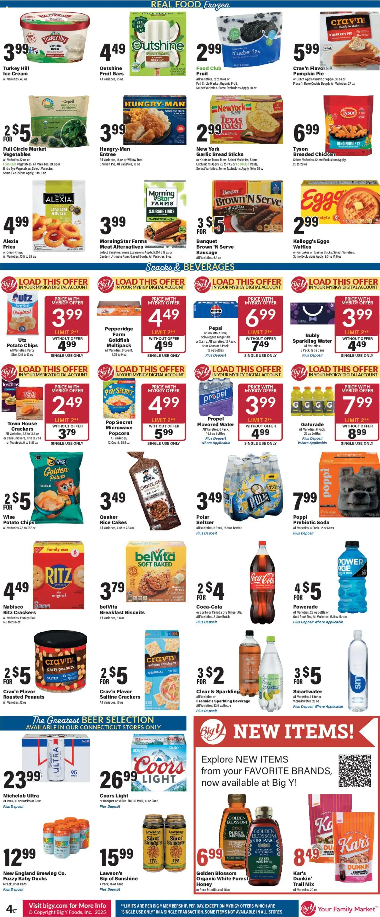 Big Y Weekly Ad - valid from 09.10.2025 | Page: 7 | Products: Ice cream, Water, Pumpkin Pie, Blueberries
