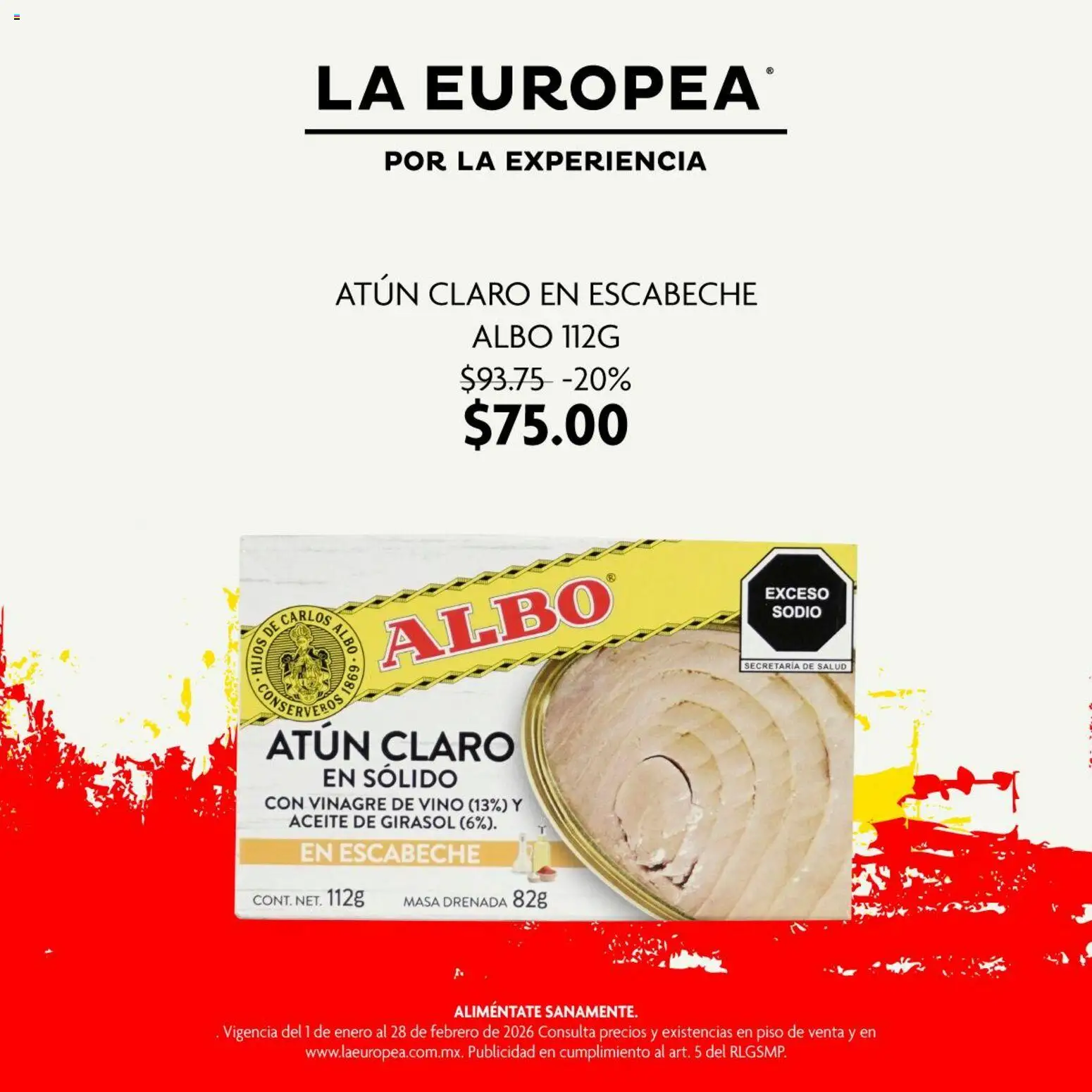 Nuevas ofertas de La Europea válidas en toda la República Mexicana desde el 01.01.2026. ¡Encuentra las mejores ofertas en La Europea catálogo Albo de España a tu mesa! | Página: 5 | Productos: Vinagre, Atún, Aceite, Vino