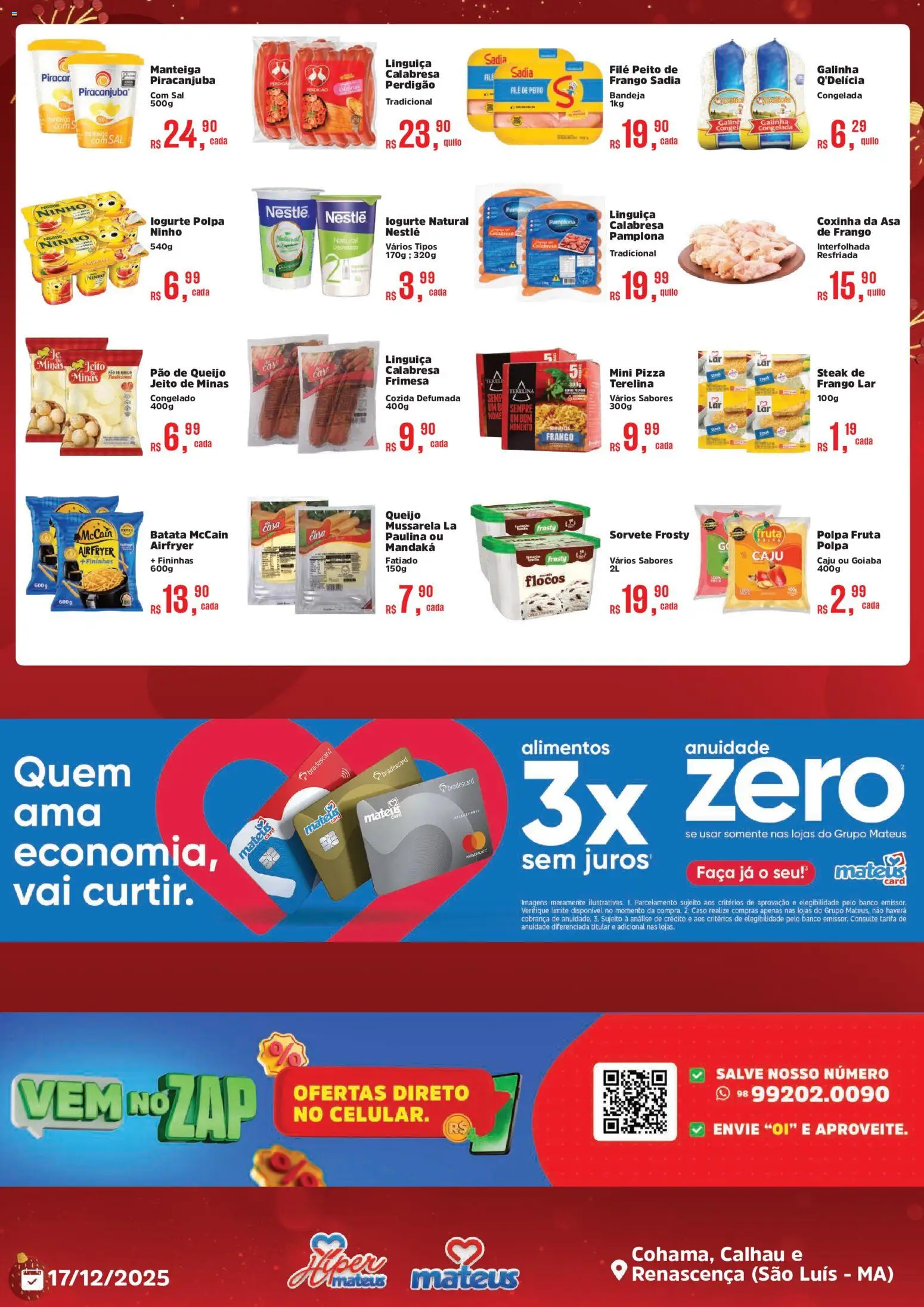Mateus Folheto - válido de 17.12.2025 | Página: 3 | Produtos: Caju, Linguiça, Faca, Sal