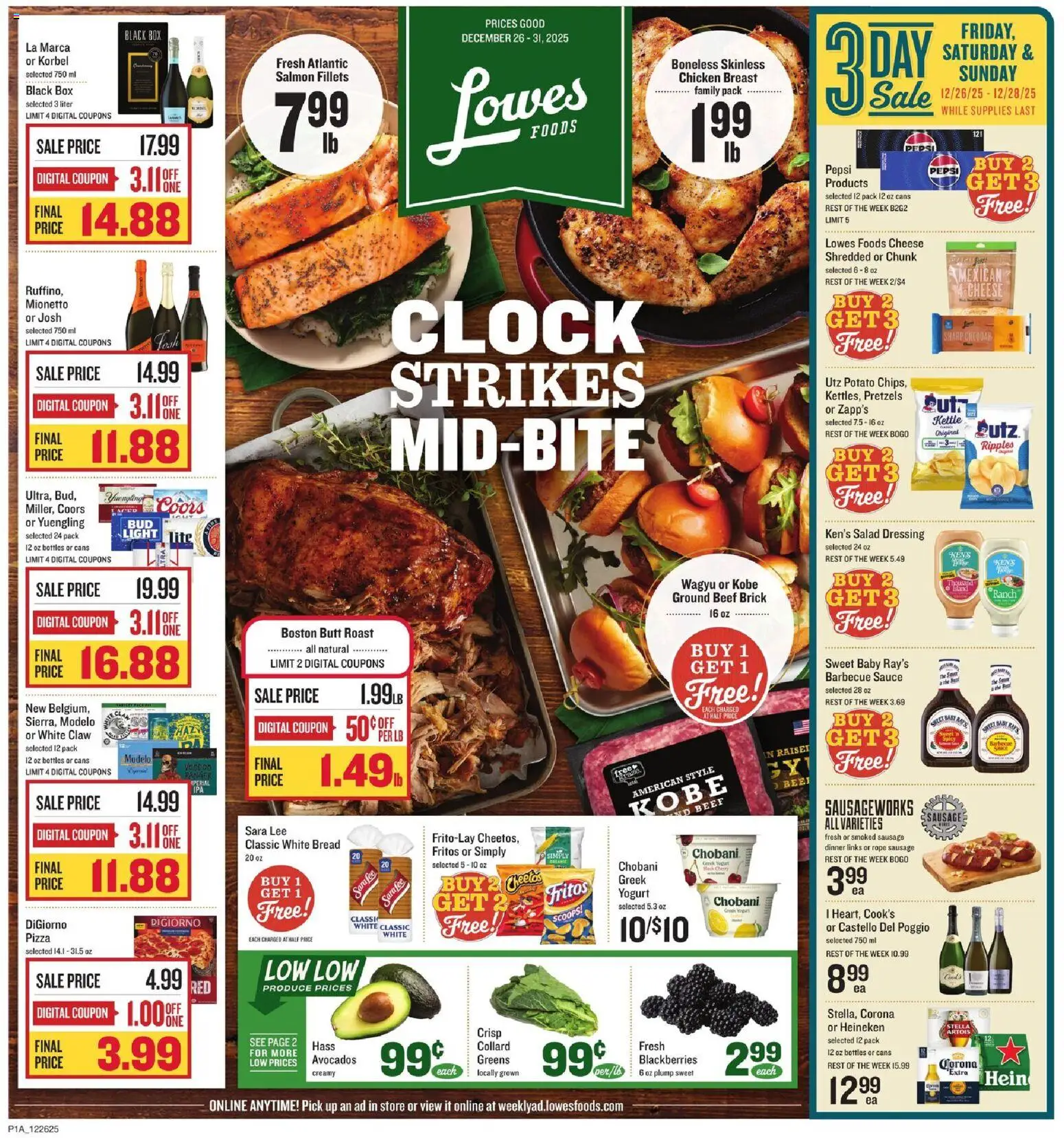 Lowes Foods Weekly Ad - valid from 26.12.2025 | Page: 1 | Products: Box, Yogurt, Salad, Greens