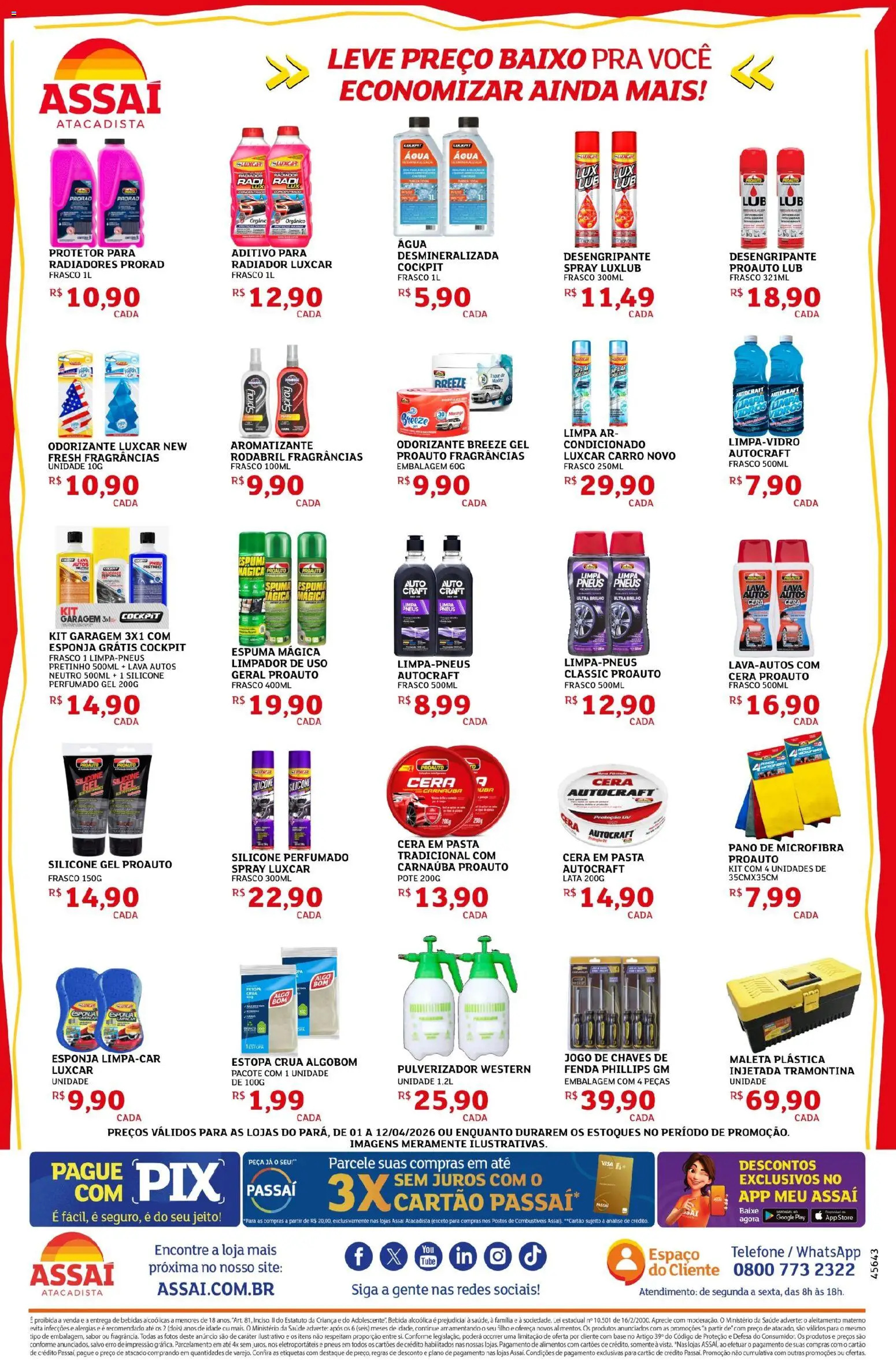 Assaí Atacadista Folheto - válido de 01.04.2026 | Página: 2 | Produtos: Pneu, Esponja, Pasta, Cera