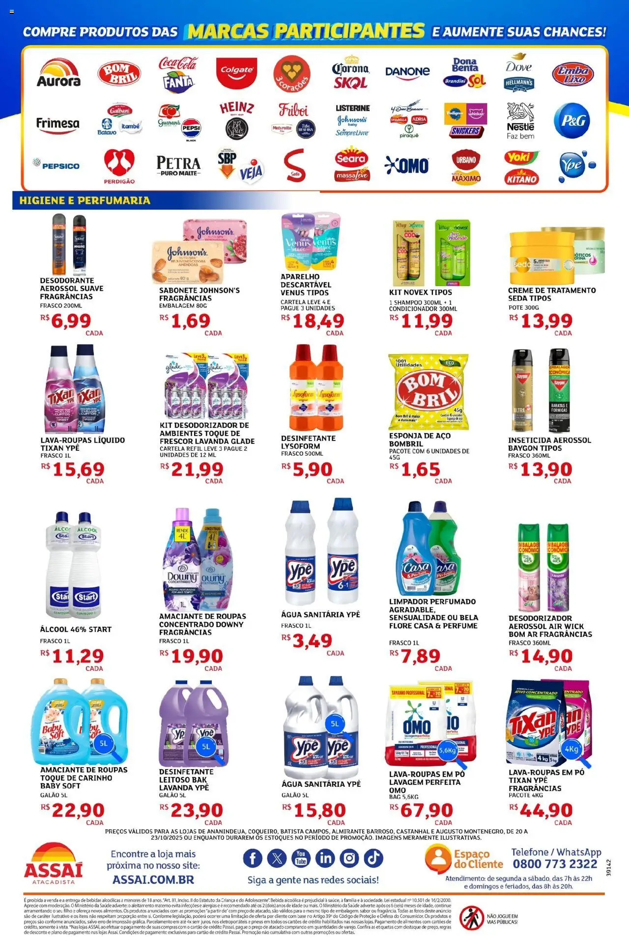 Assaí Atacadista Folheto - válido de 20.10.2025 | Página: 4 | Produtos: Esponja, Amaciante de roupas, Base, Bebida