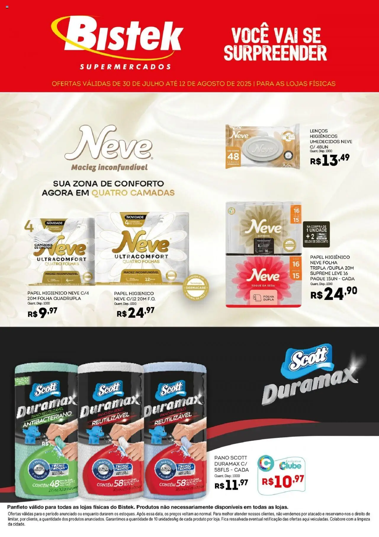 Bistek Supermercados Folheto - válido de 30.07.2025 | Página: 1 | Produtos: Papel higiênico